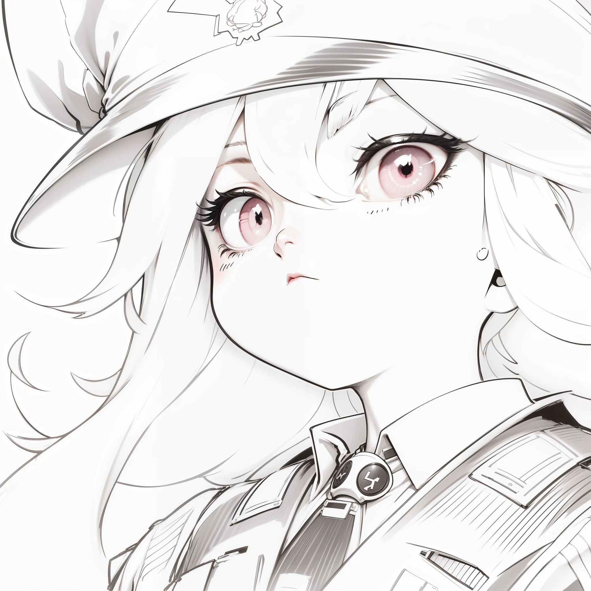 Black military uniform, pink hair, tsundere