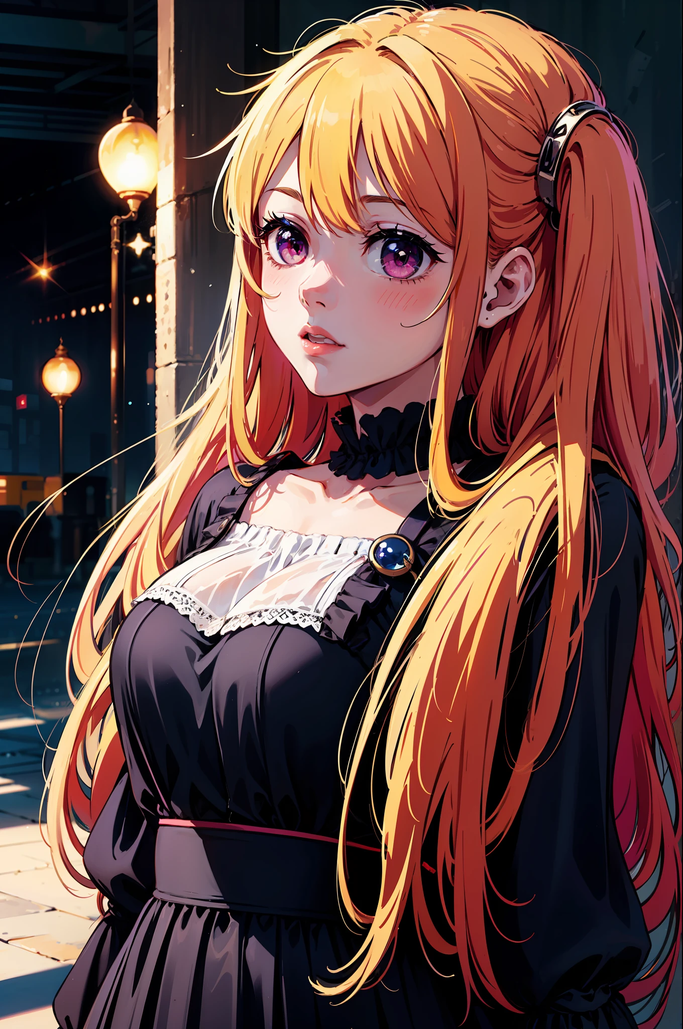 1girl, solo, best quality, masterpiece , Ruby Hoshino, hair ornament, sparking eyes, star on eye, (star on right eye:1),