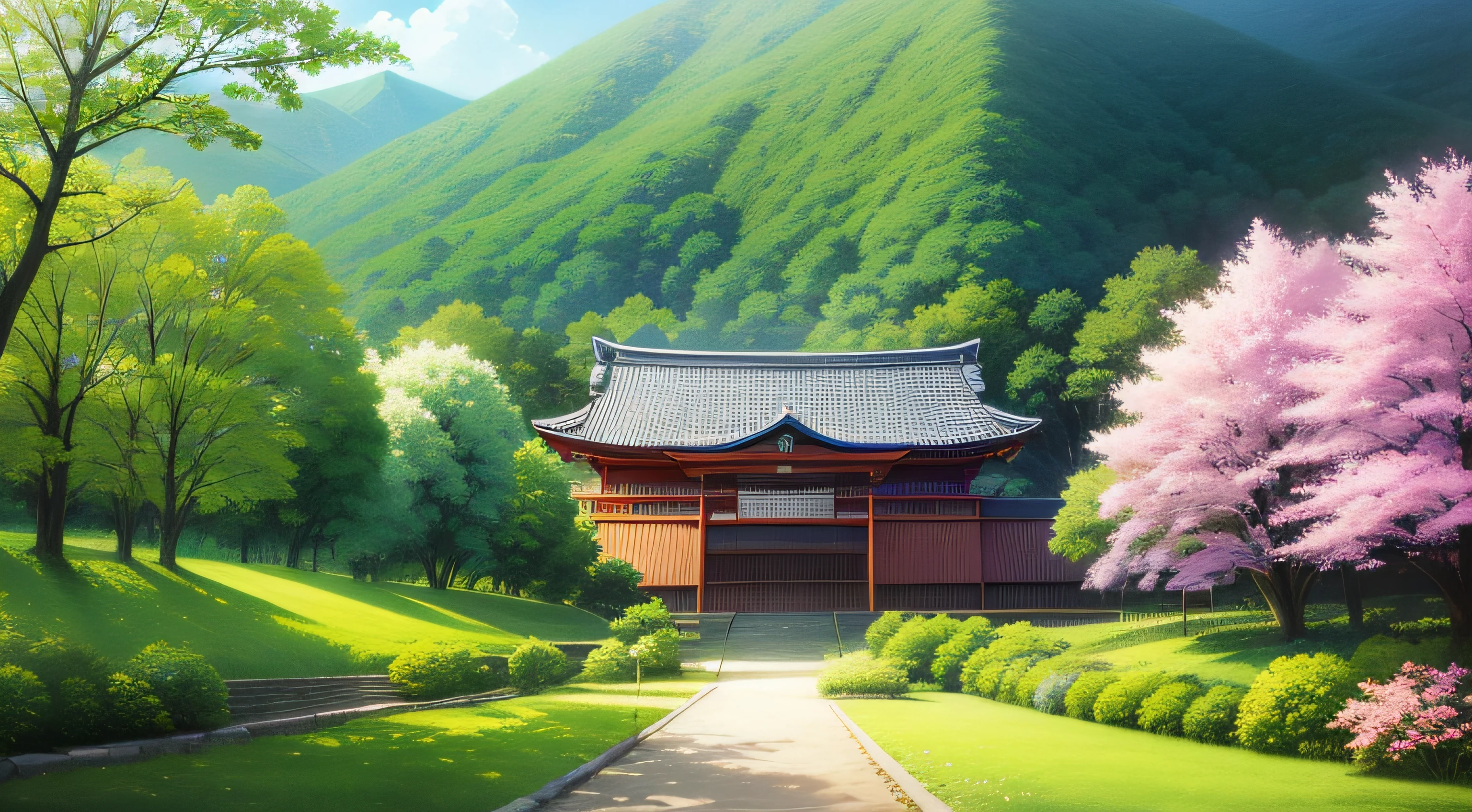 Japanese landscape、mont、Kunugi、naturey、anime backgrounds、Game Background、Background with、blue-sky、Fresh green、greenary、mont々、Japan background