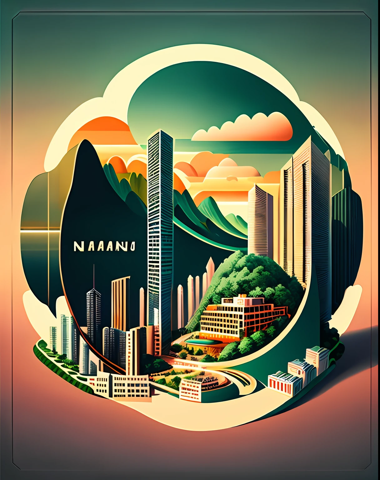 Nanjing landscape poster two-dimensional illustration
