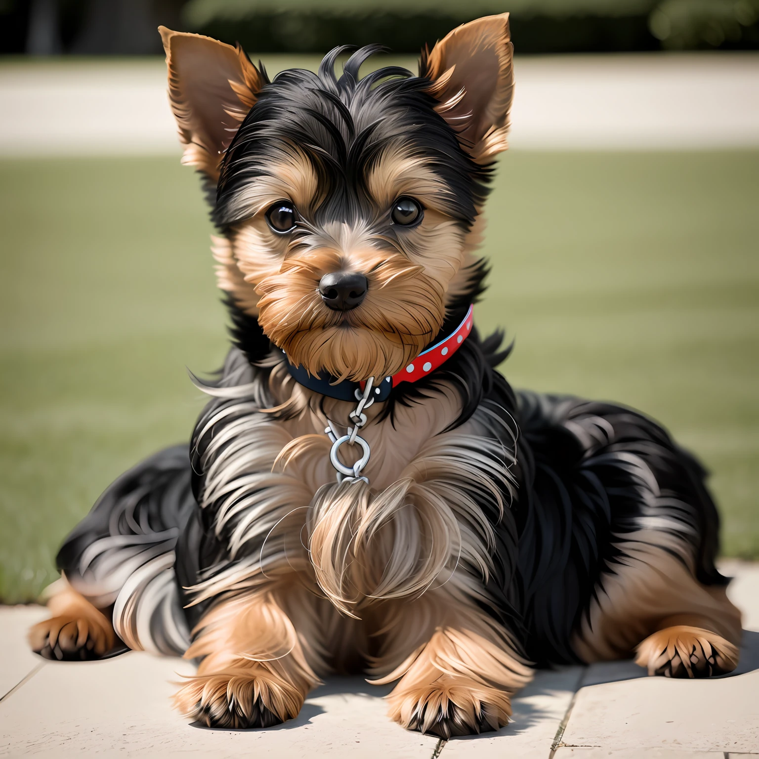 realistic portrait of a cute Yorkshire terrier dog
 ((black and beige color)) cute smile, ((funny)), black background dark lighting, yellow neon, close-up, product view, detailed facial details, perfect face, sharpness, trend in arts, sharp facial details, cgsociety, ultra high quality digital artwork, exquisite hyper detail, 4k, 8k soft lighting, dreamy --iso 100, fashion - --auto