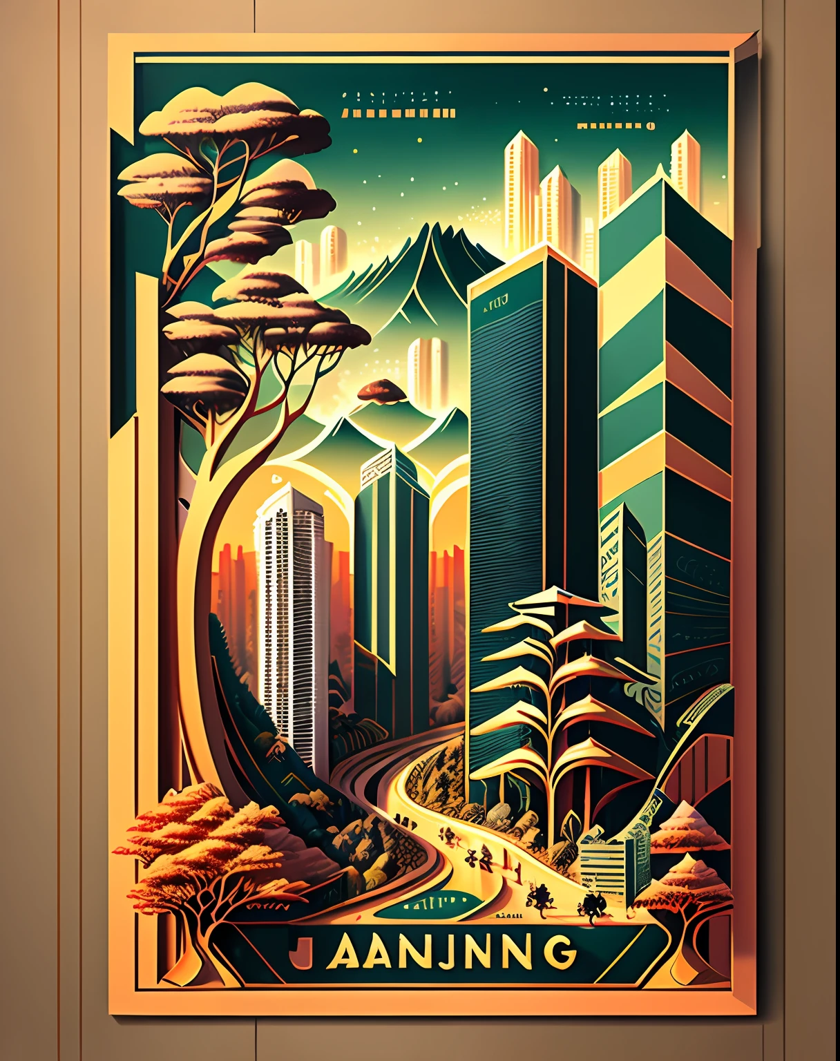 Nanjing landscape poster two-dimensional illustration