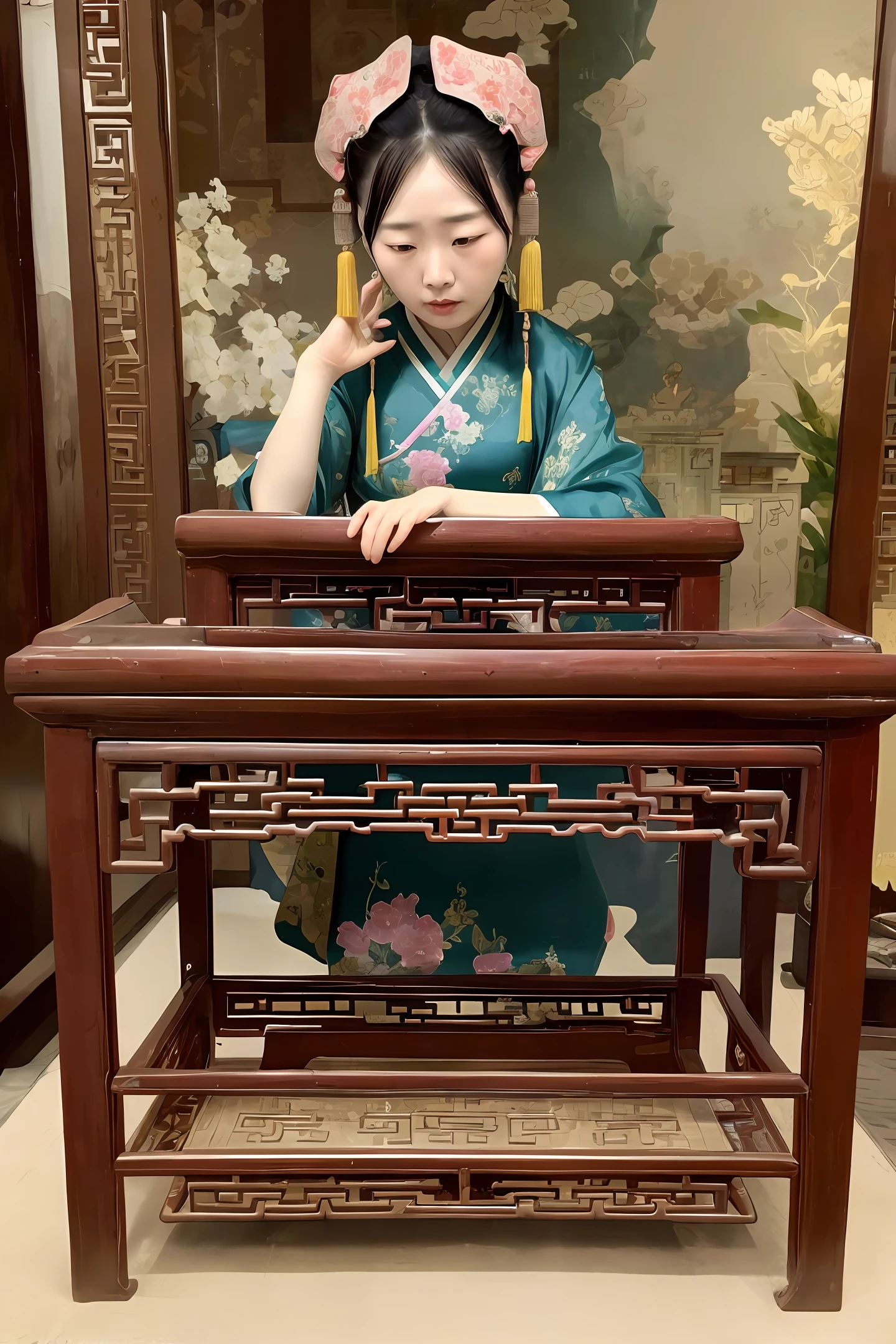 Chinese Antique Woman sinks to the bottom
