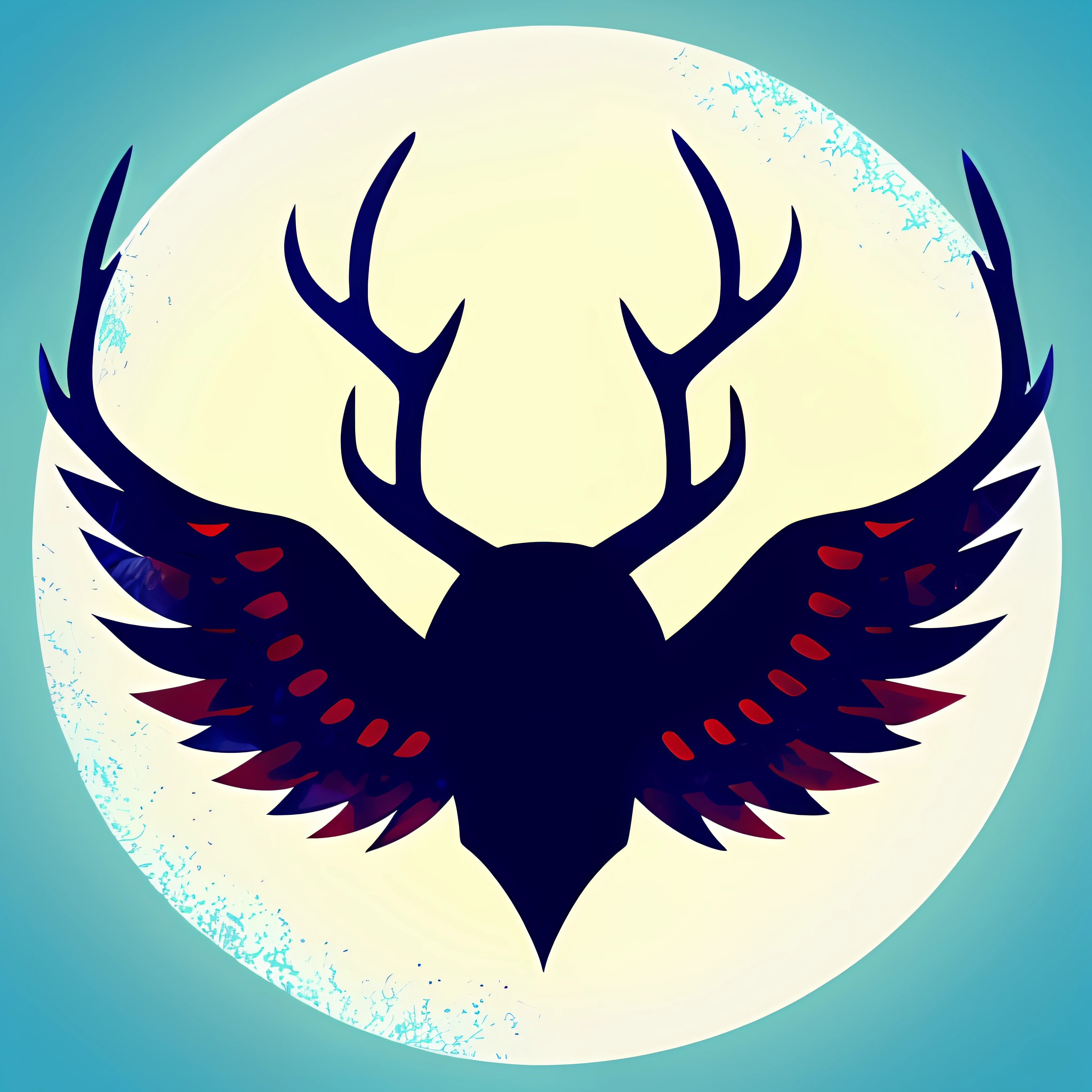Antlers on the head and wings on the back