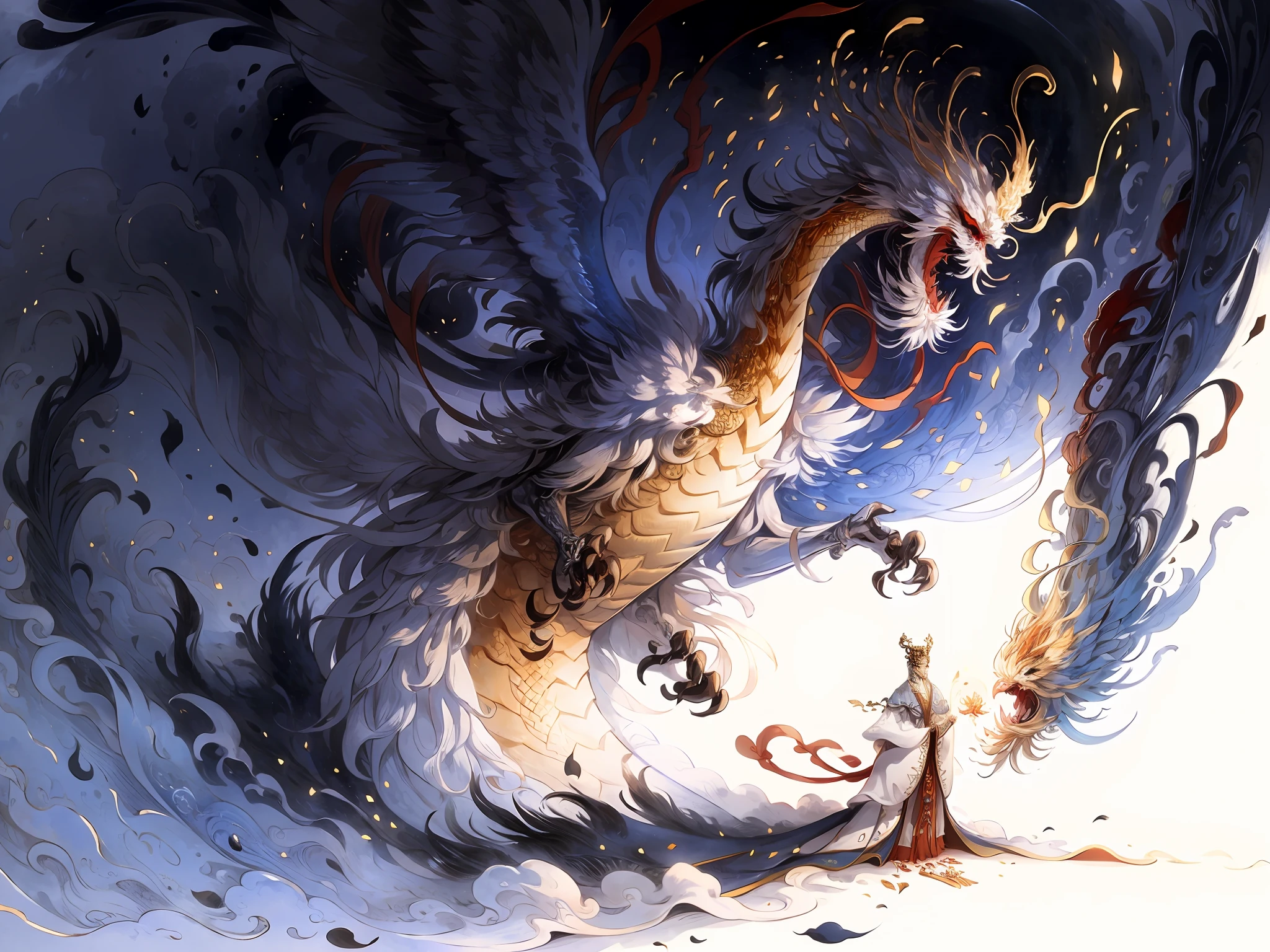 A male emperor, ancient Chinese imperial robes, majestic domineering, dragon flying phoenix dance, sunshine, clear face, clean white background, masterpiece, super detail, epic composition, ultra hd, high quality, extremely detailed, official art, uniform 8k wallpaper, super detail, 32k -- v 6