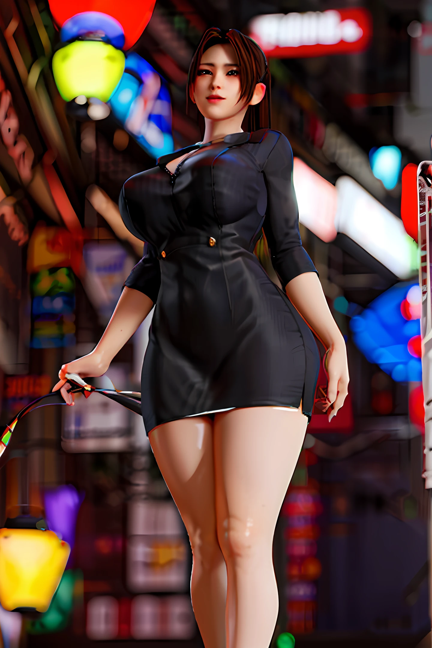 Big breasted girl black silk
