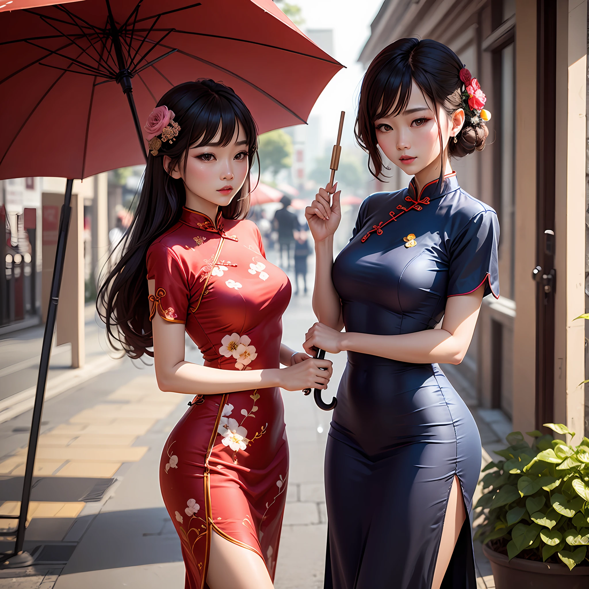 on cheongsam，With an umbrella，Royal sister --auto