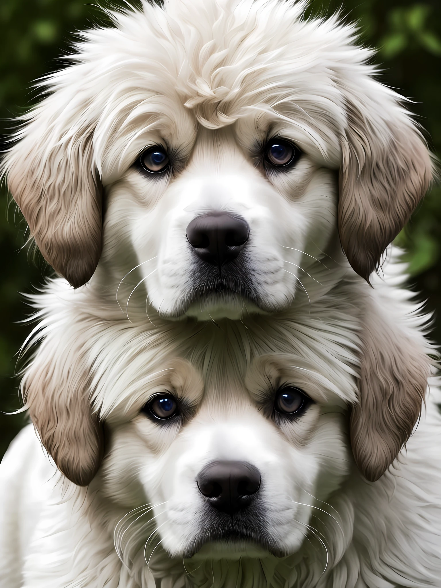 shaggy，Dogs，Off-white main color，Purple pupils，human - shaped