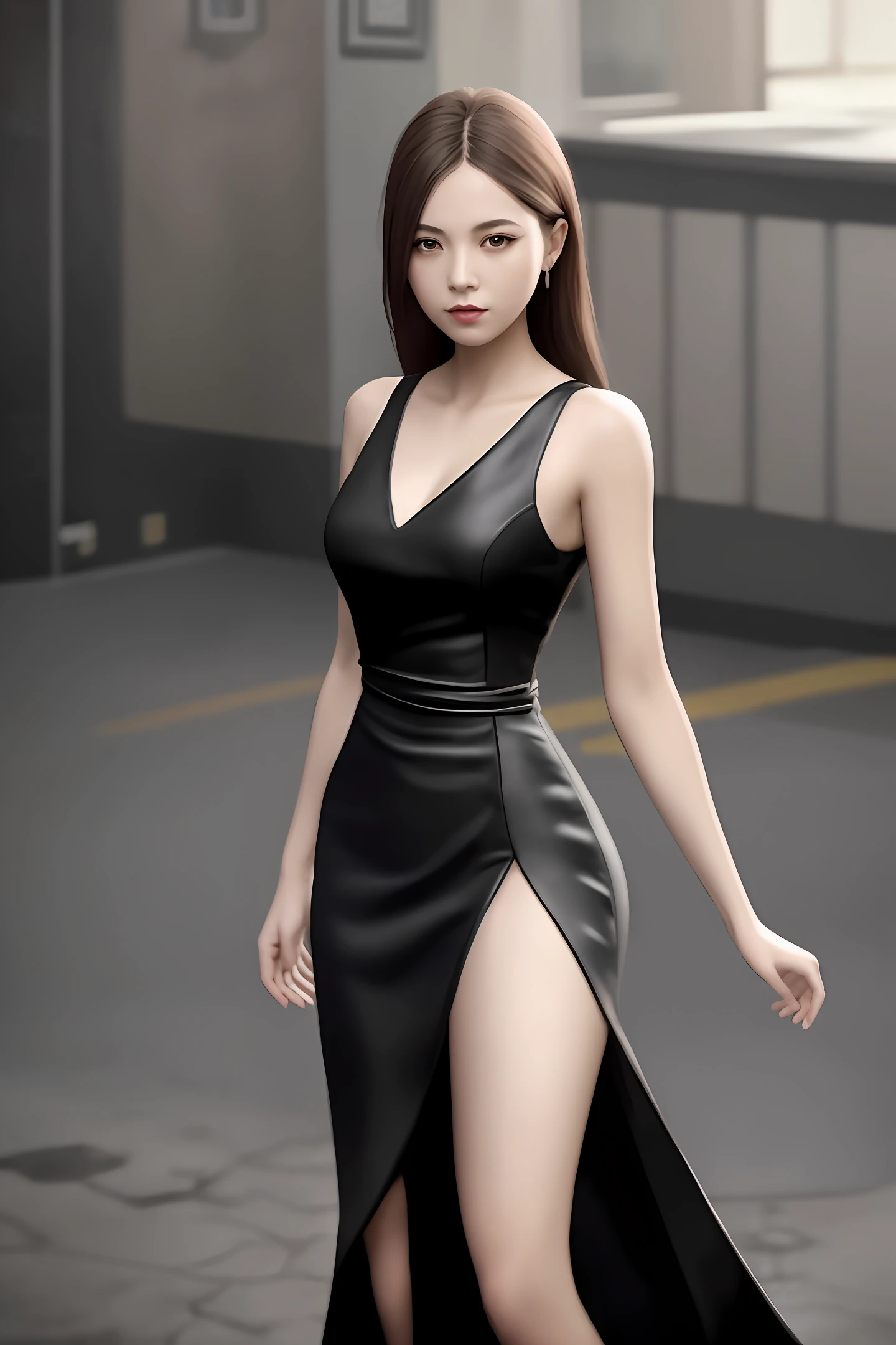 style image of a woman in a black and white dress, a digital painting inspired by WLOP, trending on cg society, fantasy art, artwork in the style of guweiz, smooth anime cg art, guweiz, guweiz on artstation pixiv, guweiz on pixiv artstation, 8k high quality detailed art