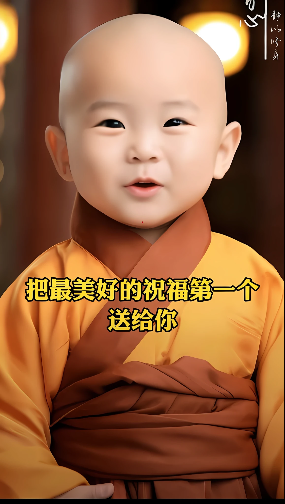 There was a young girl in a brown jacket and brown hood, young lovely Korean faces, Young Asian girl, young cute wan asian face, monk clothes, wearing brown robes, Korean girl, little shy smile, portrait of monk, wan adorable korean face, Innocent smile, portrait shooting, ********** wearing nun outfit, south east asian with round face