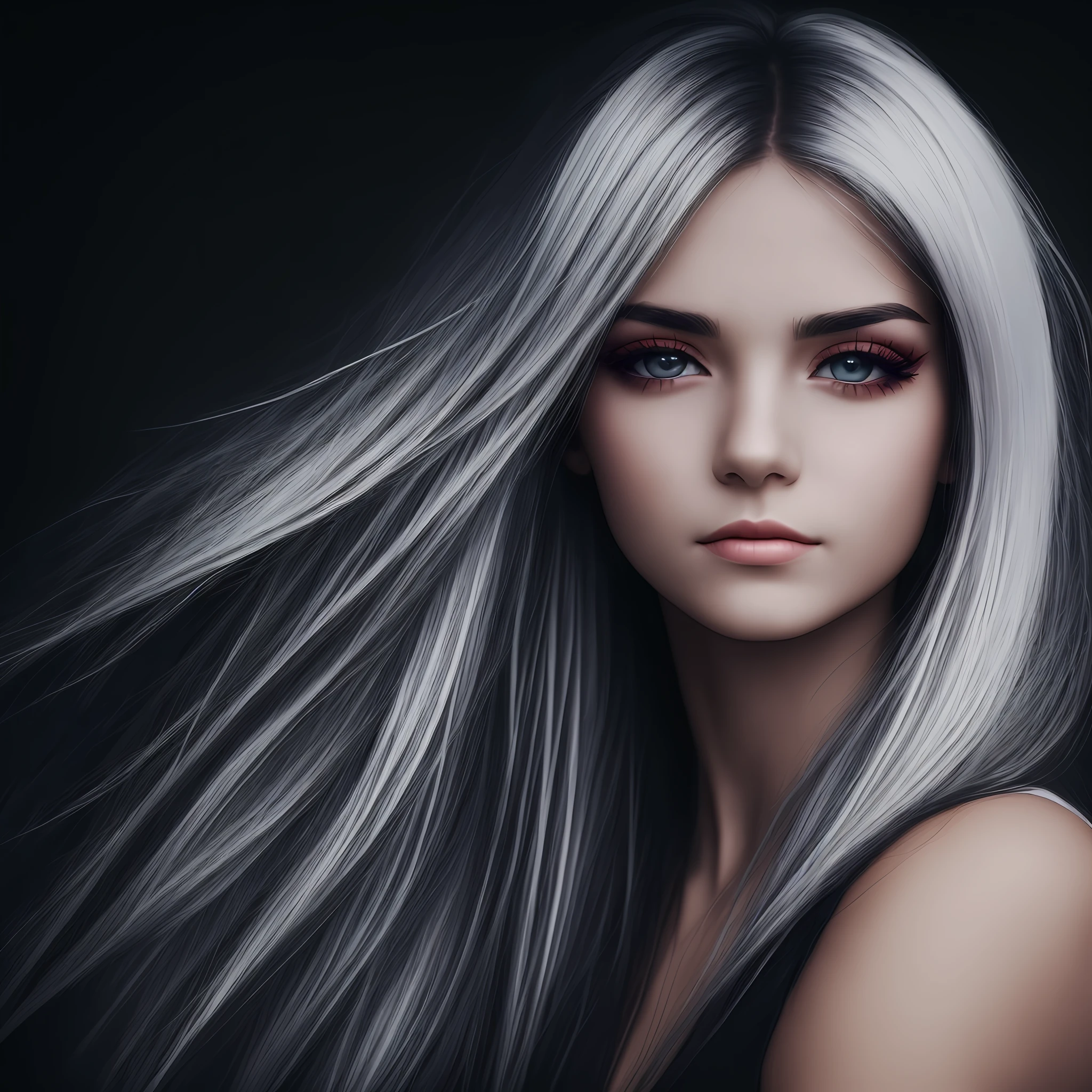 Beautiful girl with white hair and red eyes --auto