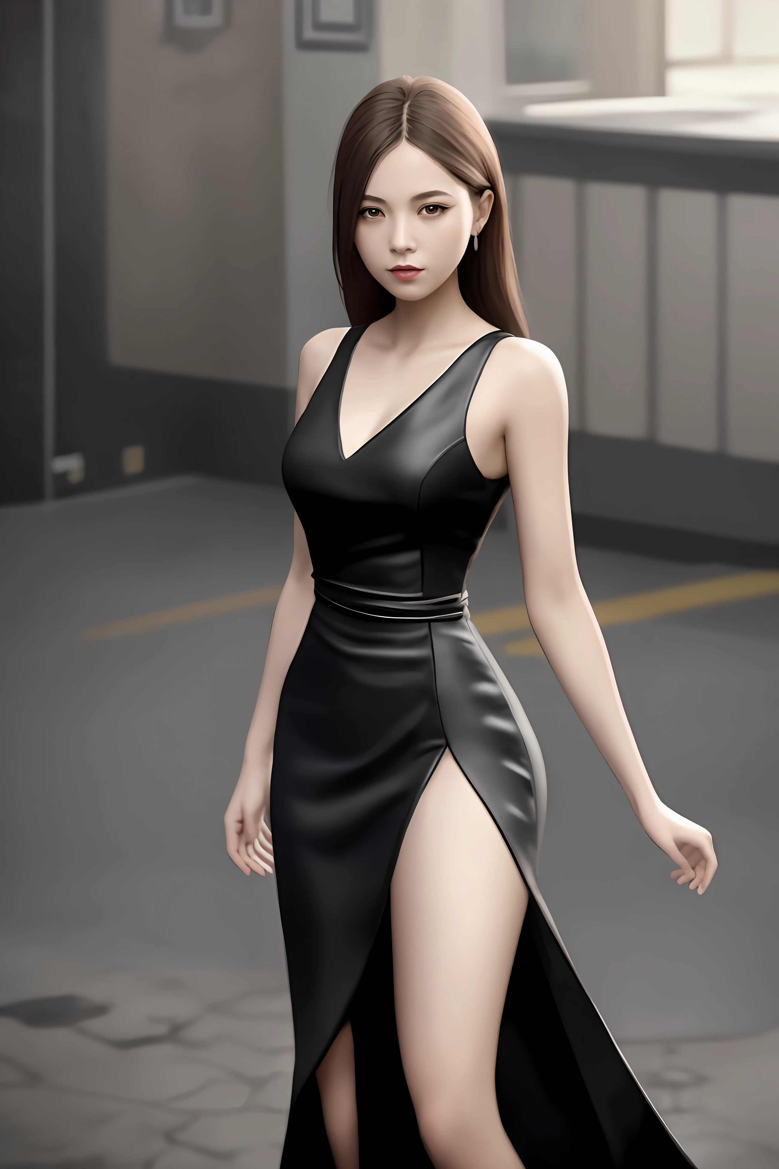 style image of a woman in a black and white dress, a digital painting inspired by WLOP, trending on cg society, fantasy art, artwork in the style of guweiz, smooth anime cg art, guweiz, guweiz on artstation pixiv, guweiz on pixiv artstation, 8k high quality detailed art