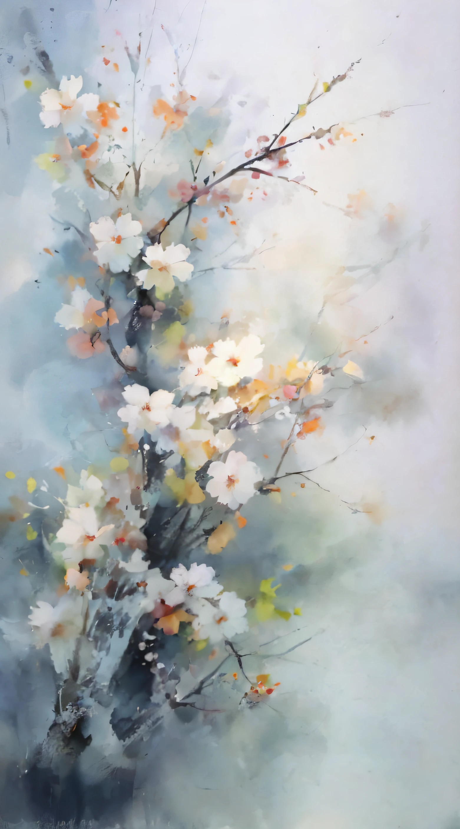 Draw a tree with white flowers and yellow leaves, author:Yang Borun, By Leng Mei, author:Bian Shoumin, author:GUO Chun, author:Li Shan, author:Gao Qipei, author:Li Meishu, author:Park Hua, author:Ma Wan, author:CHEN Chun, author:Wu Li, author:GAO Xiang, author:Xie Shichen --auto