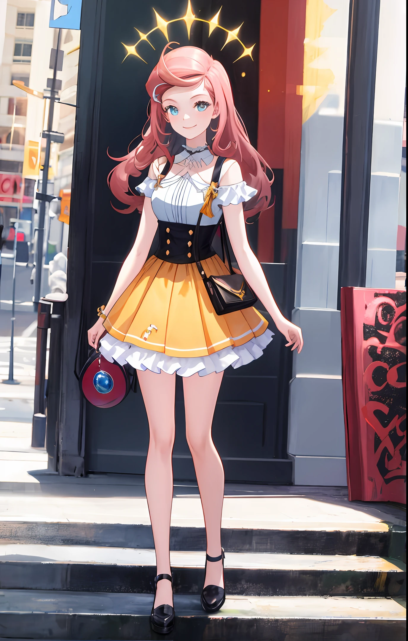 Smiling girl full body anime style full body
