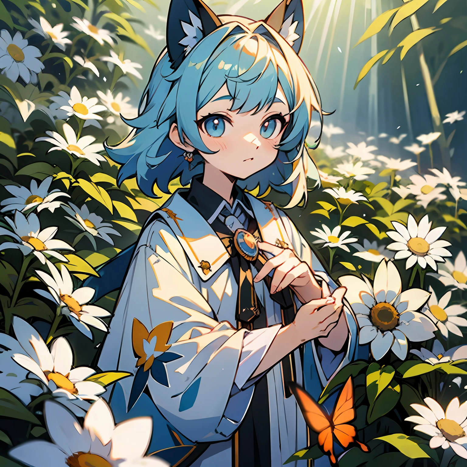 （tmasterpiece：1.2），（best qualtiy：1.2)，Daisies，envelope，rays of sunshine，butterflys，florals，plethora of colors，In order，arrange，white backgrounid，k hd，tmasterpiece，super detailing， (best qualtiy， A high resolution)，Ultra-high pixel，ultraclear，32K，CGMokadon Pop ----Niji 5