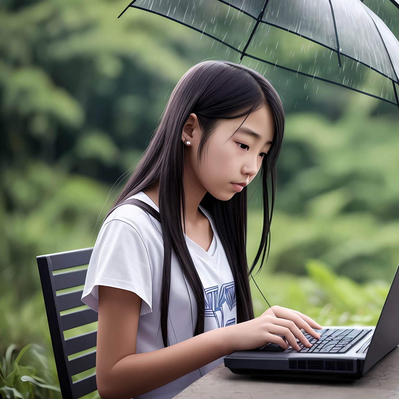 teens girl,Solitude,sense of science and technology,mirai,rained