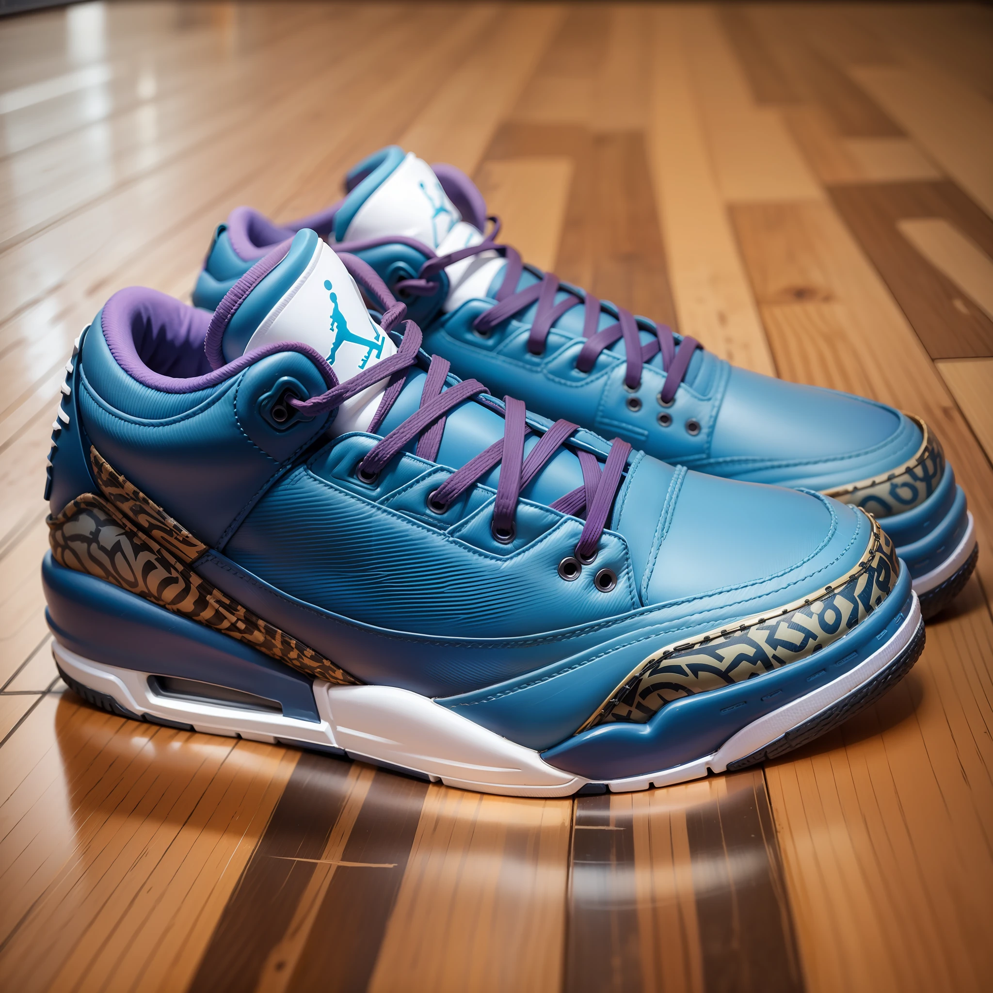 Air Jordan 3 North Carolina Blue Color Scheme Realistic Basketball Shoes Photo