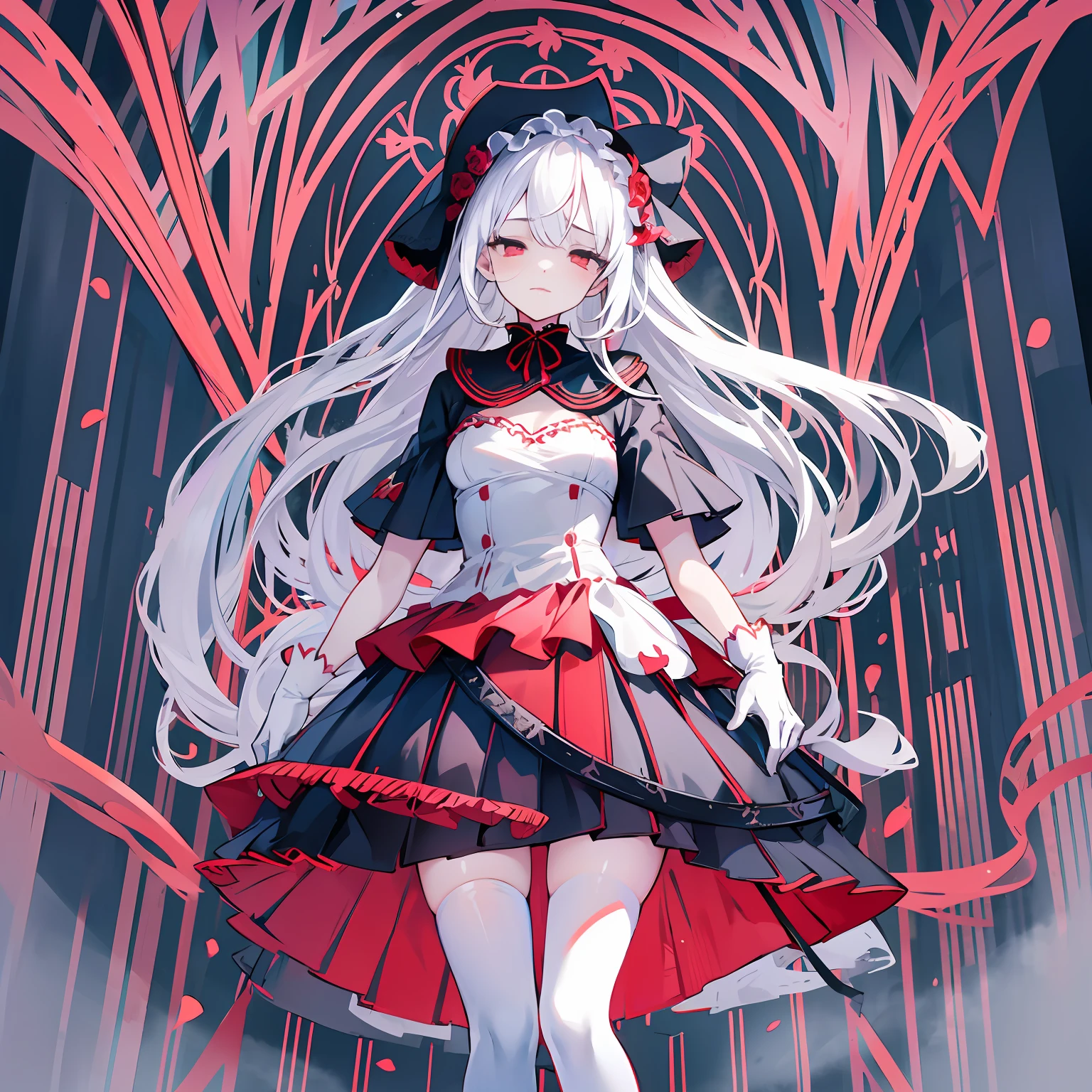 Best quality at best,tmasterpiece,The is very detailed,detailed back ground,Best quality at best,tmasterpiece,The is very detailed,detailed back ground,1girl,shift dresses,florals,Long hair,ribbons,white dresses,white backgrounid,Red ribbons,hair adornments,rosette,Bow knot,tiara crown, redfootwear, solo person, mitts, trinkets, whitegloves, red flower, flor branca, Red bow, 耳Nipple Ring, hairflower, frilld, frill dress, simplebackground, food, flower bouquet, looking at viewert, White hair, high-heels, Yellow eyes,The bird,the fruits,red rose,Ccup,Be red in the face,By bangs,Close up in sailor suit swimsuit --auto