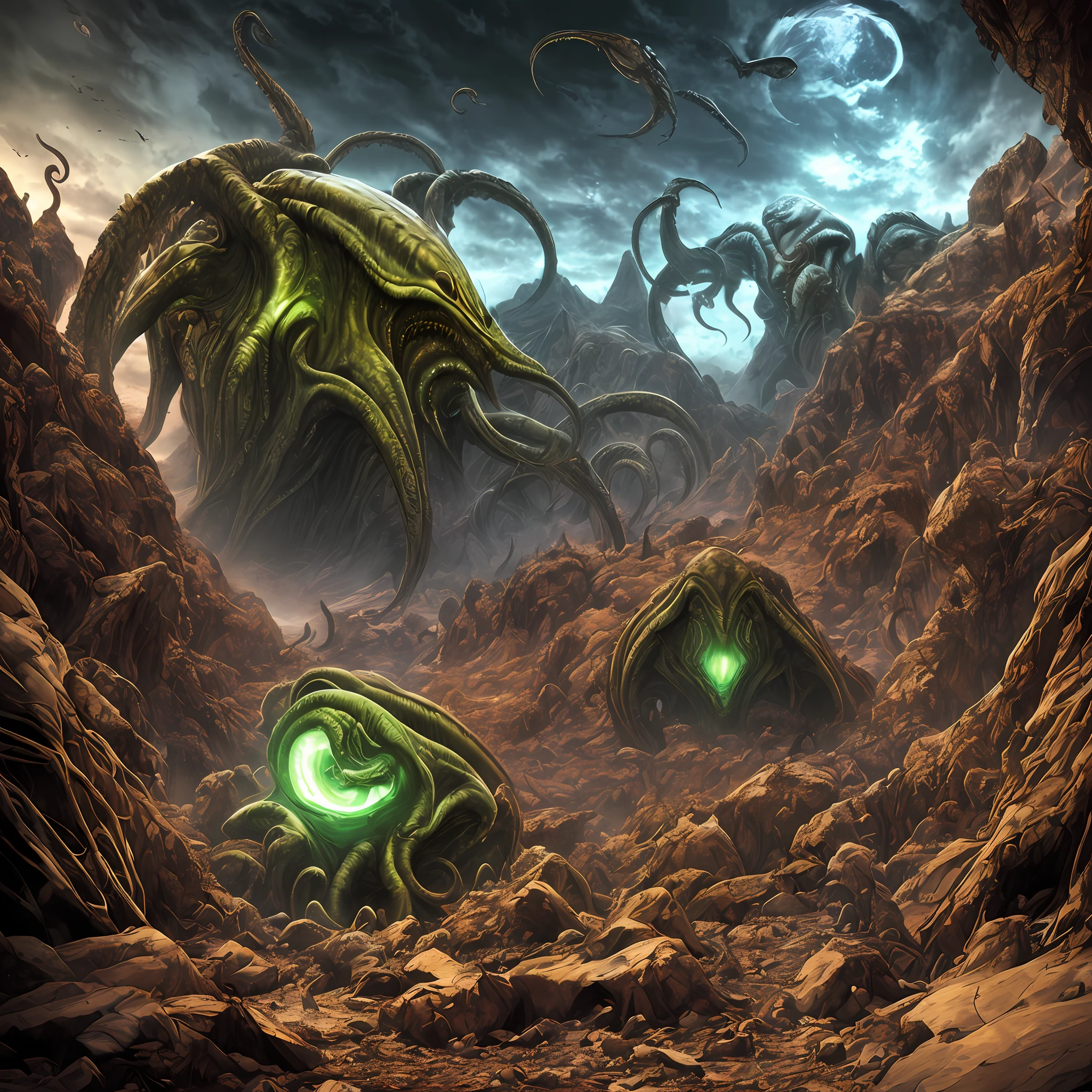 Unspeakable horror/Cthulhu/Cinematic footage/A high resolution/tmasterpiece/The wide-angle lens is distorted/Alien gods descend --auto