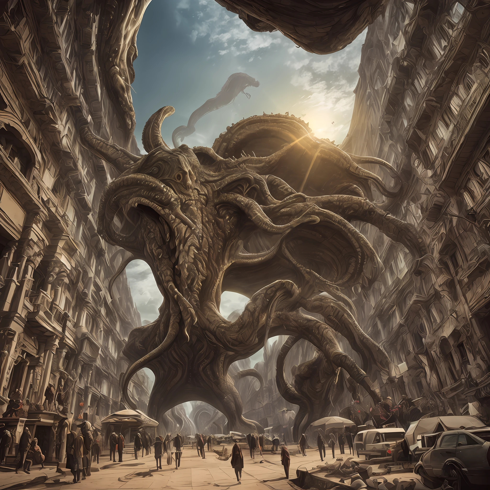 Unspeakable horror/Cthulhu/Cinematic footage/A high resolution/tmasterpiece/The wide-angle lens is distorted/Alien gods descend --auto