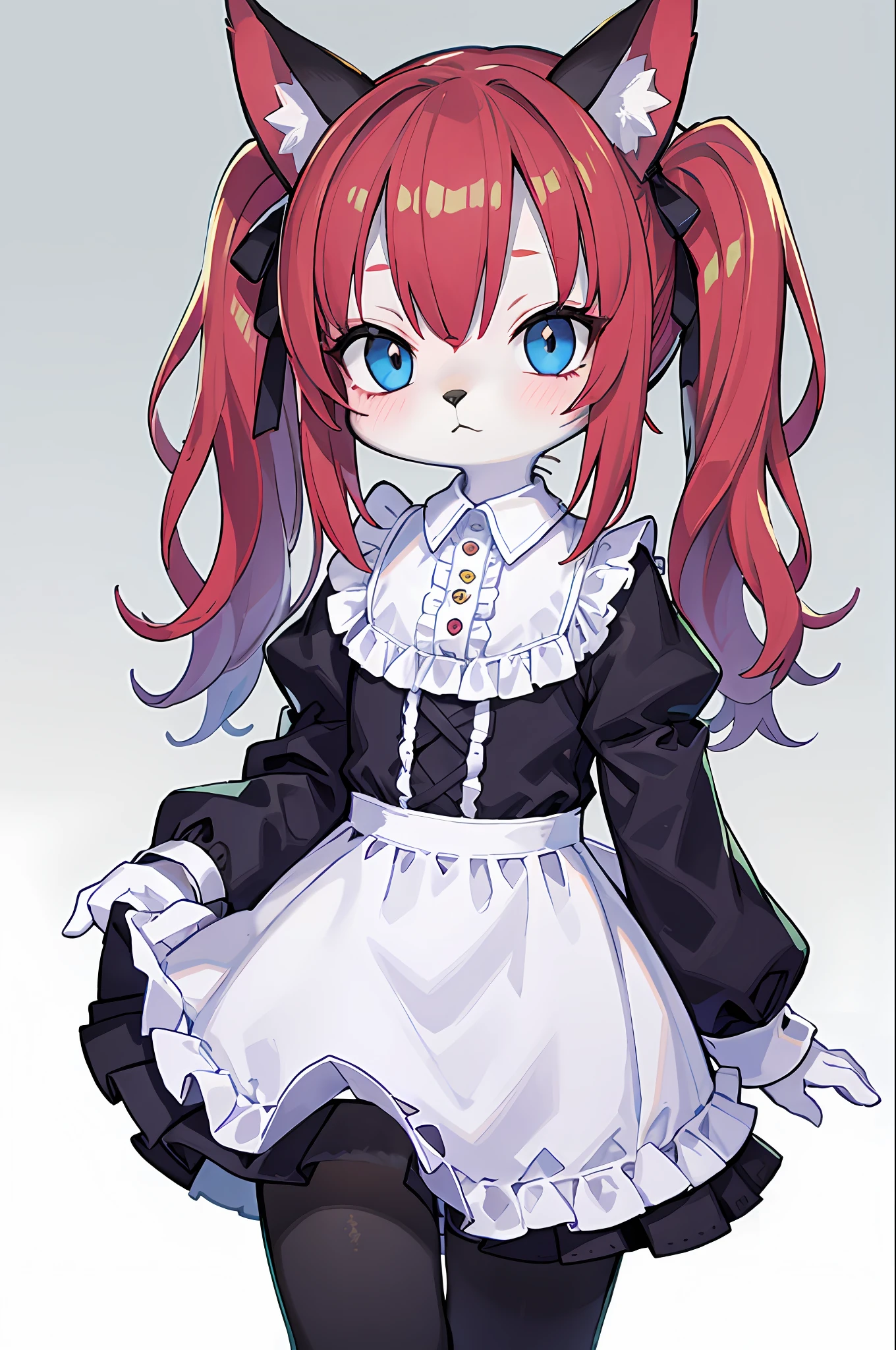 （（tmasterpiece，Best quality at best）），hairy pubic，Animal ears，coda，bodyfur，
（ultra - detailed）， （illustratio）， （超高分辨率）， （Exquisite illustrations）， （ultra - detailed）， red hair,blue eyes,twintails,maid, long hair, long sleeves, gothic, solo, loli,little girl,{{best quality}}, {{masterpiece}}, {{ultra-detailed}}, {illustration}, {detailed light}, {an extremely delicate and beautiful}