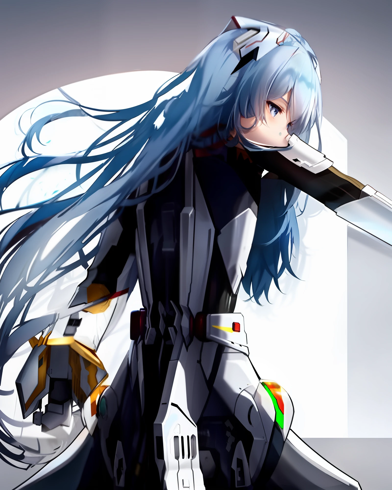 The mecha girl has a smooth white figure,The structure is simple