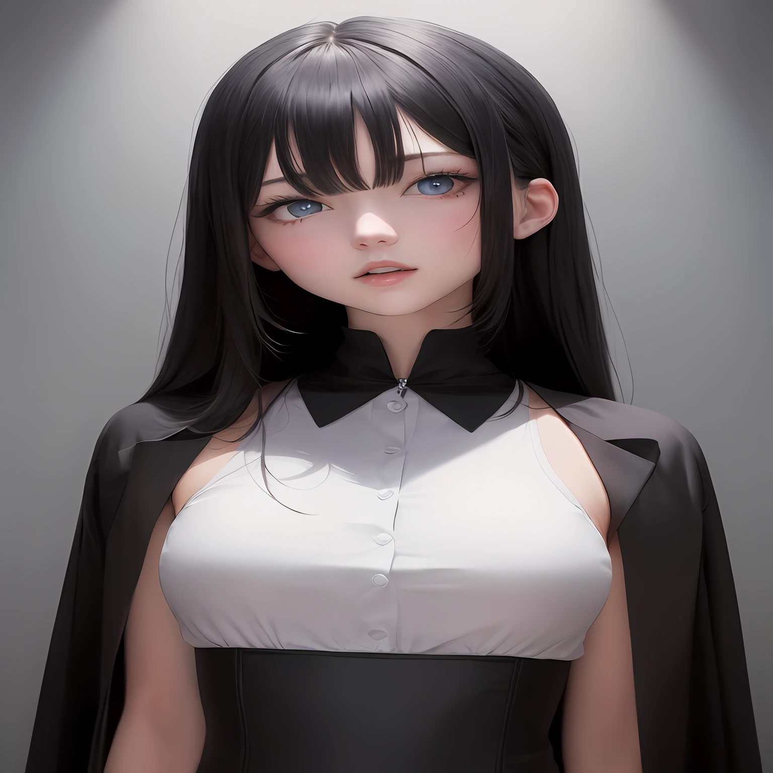 black-clad，white skinned