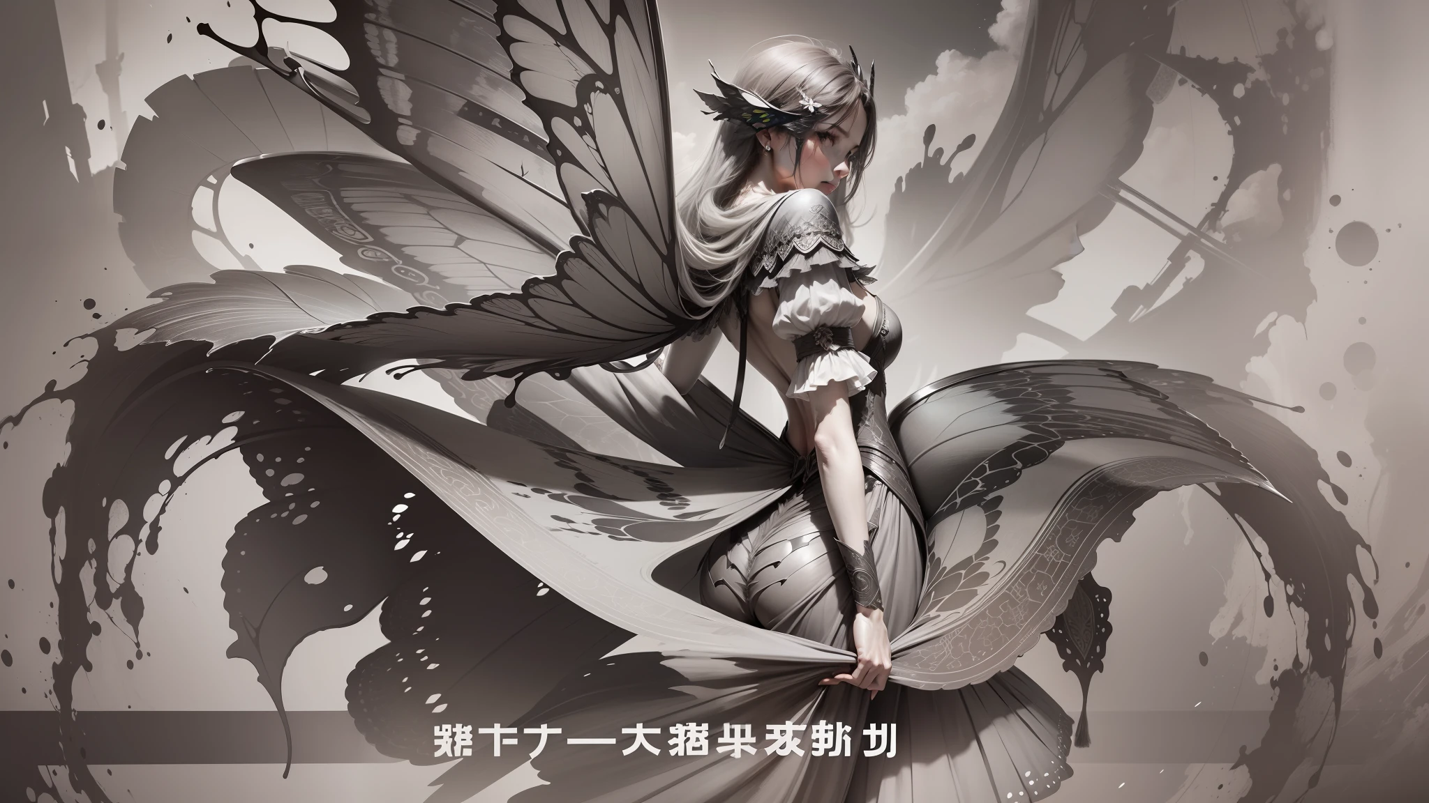 the detail,tmasterpiece,greys,Dark style,Back butterfly wings