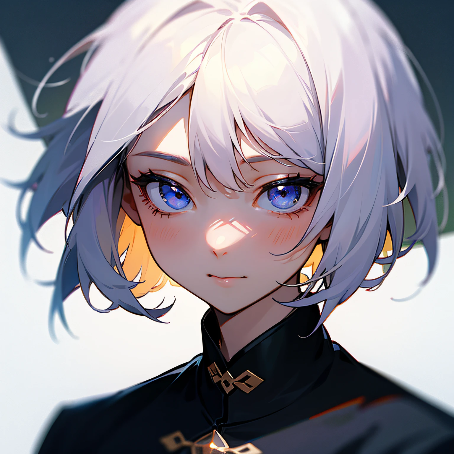 short detailed hair，Beautiful girl with white hair，tmasterpiece，超高分辨率，Need，head portrait --auto