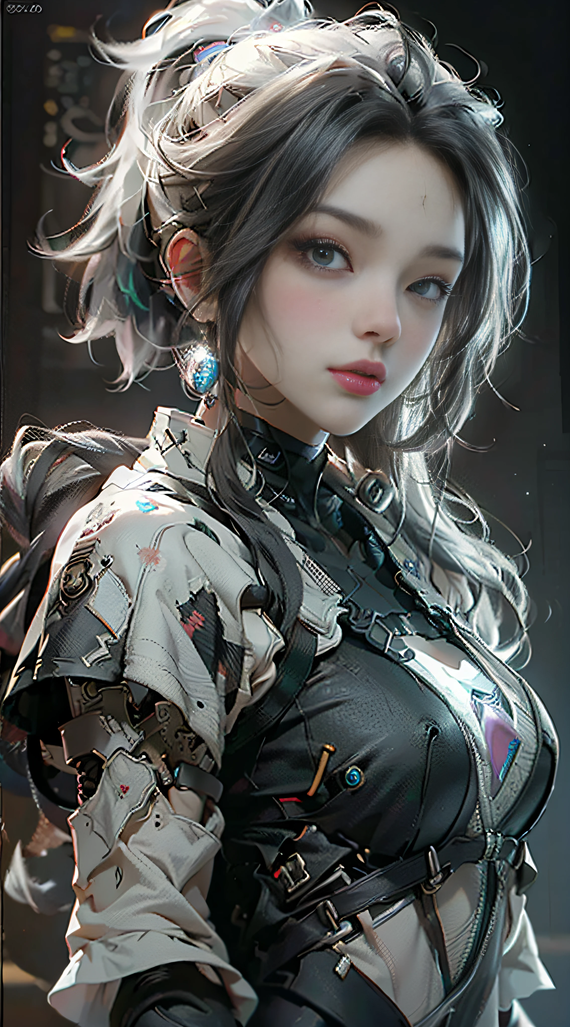 ((Best quality)), ((masterpiece)), (detailed:1.4), 3D, an image of a beautiful cyberpunk female,HDR (High Dynamic Range),Ray Tracing,NVIDIA RTX,Super-Resolution,Unreal 5,Subsurface scattering,PBR Texturing,Post-processing,Anisotropic Filtering,Depth-of-field,Maximum clarity and sharpness,Multi-layered textures,Albedo and Specular maps,Surface shading,Accurate simulation of light-material interaction,Perfect proportions,Octane Render,Two-tone lighting,Wide aperture,Low ISO,White balance,Rule of thirds,8K RAW,