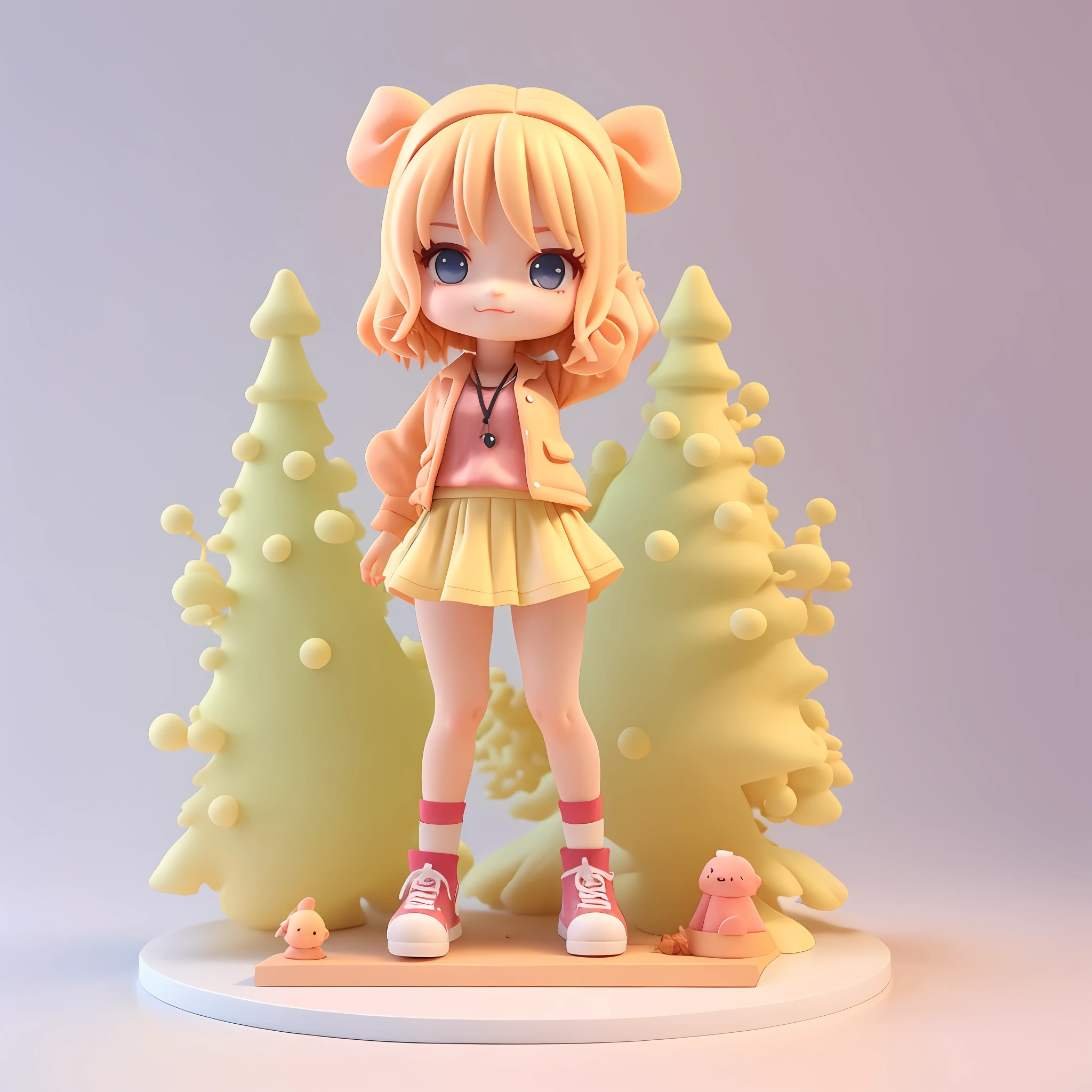 Super cute girl full body 3D drawing，adolable，blindbox