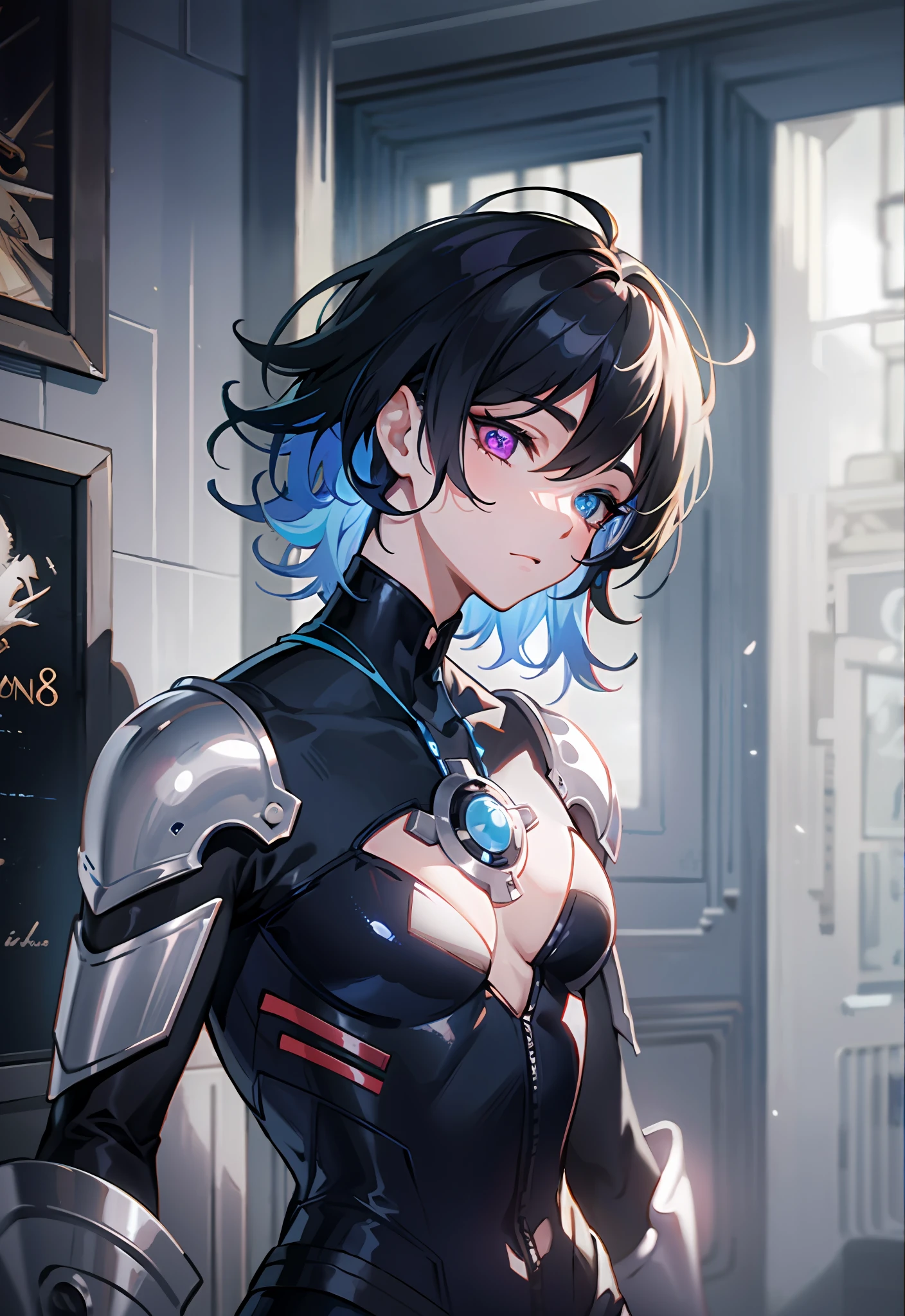 (Masterpiece, best quality:1.2),demon,male,slanted posture,tired, exhale,(Anime boy),young,tall, handsome,short messy hair,black-ish blue hair, heterochromia,blue and purple eye's, wearing casual clothes, detailed background Amazing, finely detail, masterpiece,best quality,official art, extremely detailed CG unity 8k wallpaper,octane render, H. R. Giger style, 8k, best quality, masterpiece, illustration, an extremely delicate and beautiful, extremely detailed ,CG ,unity ,wallpaper,highest quality digital art, Stunning art, wallpaper 4k,8k,64k, HD, unparalleled masterpiece, dynamic lighting, cinematic, epic