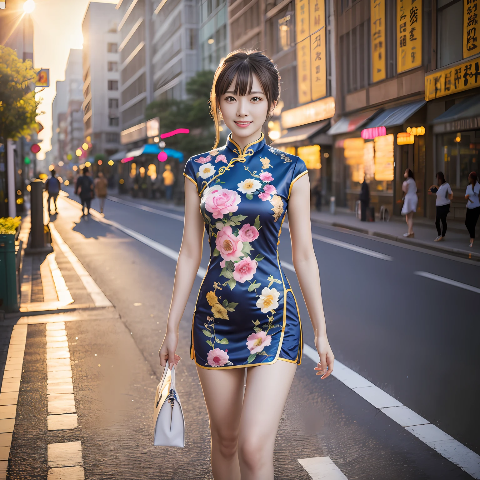 On the go,I met with the cheongsam。It's like a ray of light,It shows the ancient and elegant oriental charm。Soft fabric brushes skin,The slim fit sets off the perfect curves。Elegant chinoiserie pattern,Transports me to a fantastic world of stories。Walk through the bustling streets,Travel through the Corridor of Time,The cheongsam is a unique sight in that complicated world。It's not just a dress up,It is also a treasure of culture and tradition。Let's put on the cheongsam together,Accompany this unique oriental landscape,Make precious and wonderful memories --auto