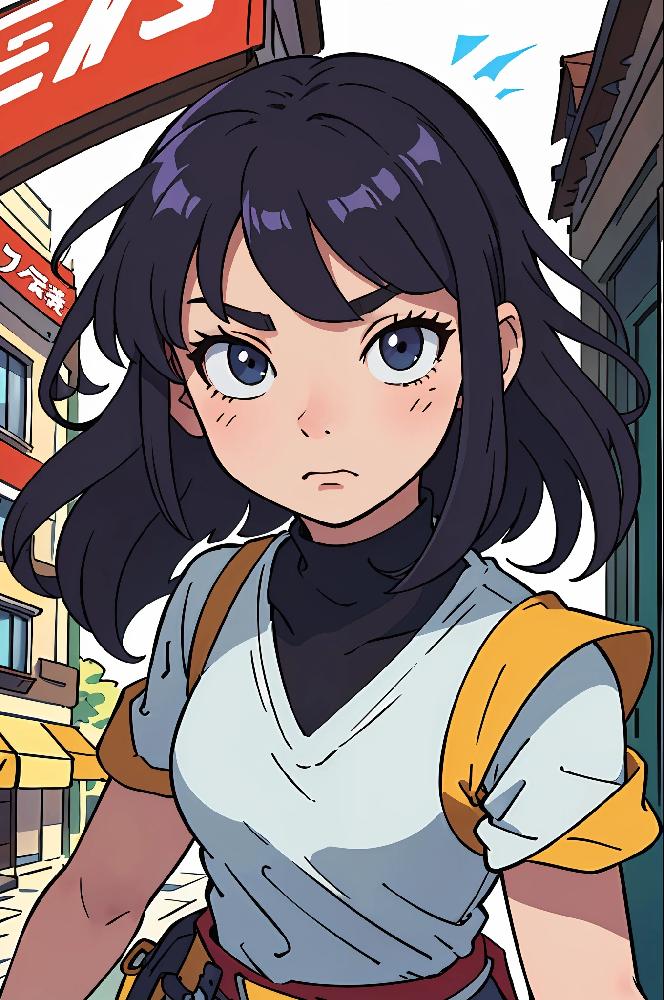 （best qualtiy：0.8），（best qualtiy：0.8），Perfect anime illustration，Extreme close-up portrait of a warrior walking through the city