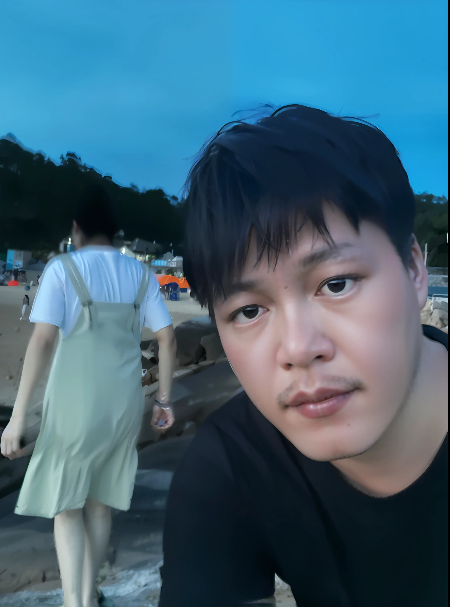 There was a man standing on the beach with a cell phone, taken in the early 2020s, 8k selfie photograph, vacation photo, 20-year-old man, on the beach, photograph taken in 2 0 2 0, 3 2 - year - old, 2 8 years old, 3 6 years old, 2 7 years old, in beach