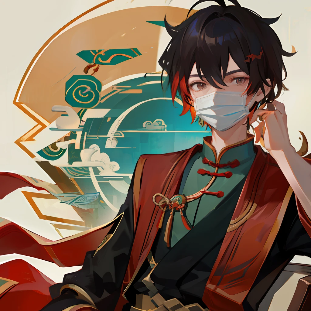 Vista two-dimensional Chinese boy wearing mask