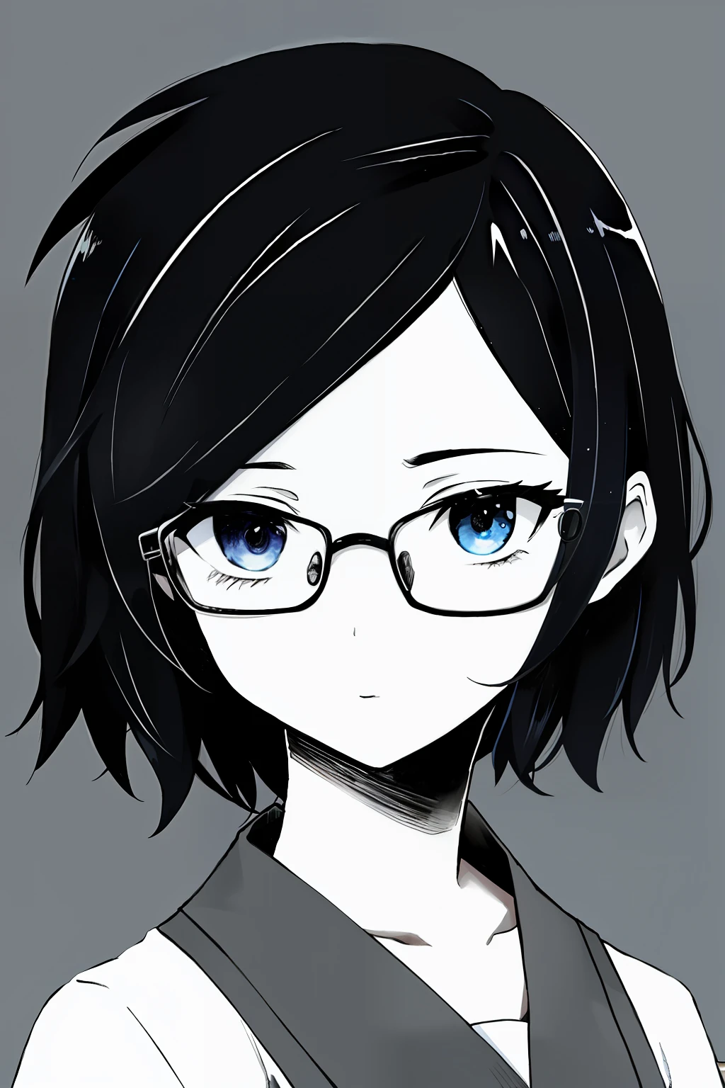 short detailed hair,eye glass,Up