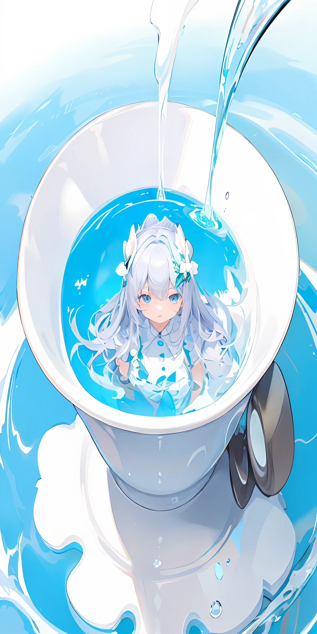The little white silk loli mates with the male, sits in the bathtub and watches from the perspective above