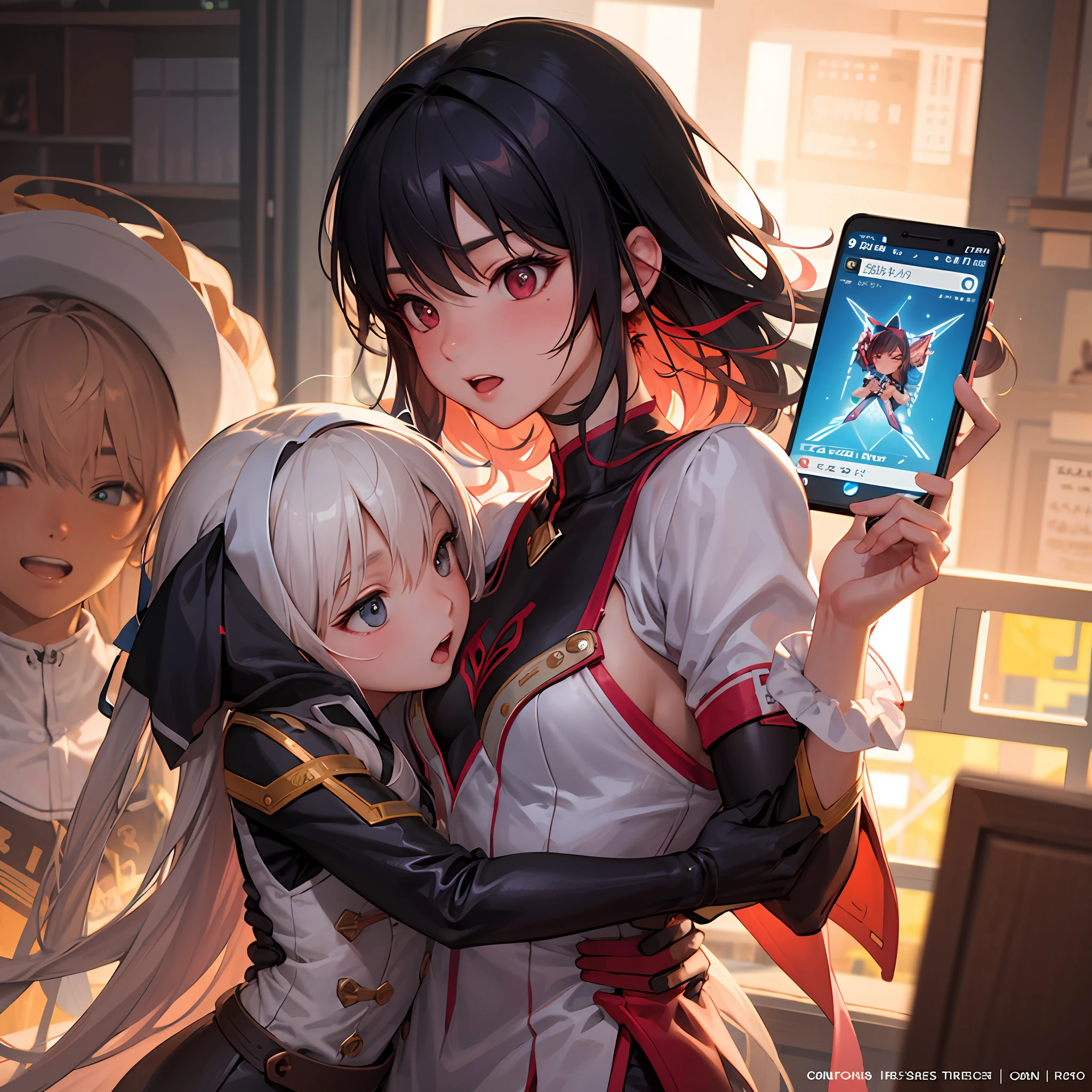 They are two people in costume hugging each other, WLOP and Sakimichan, Guviz-style artwork, Masayoshi Suto and artgerm, ross tran and wlop, wlop and ross thran, loish and ross tran, Range Murata and Artgerm, nixeu and sakimichan