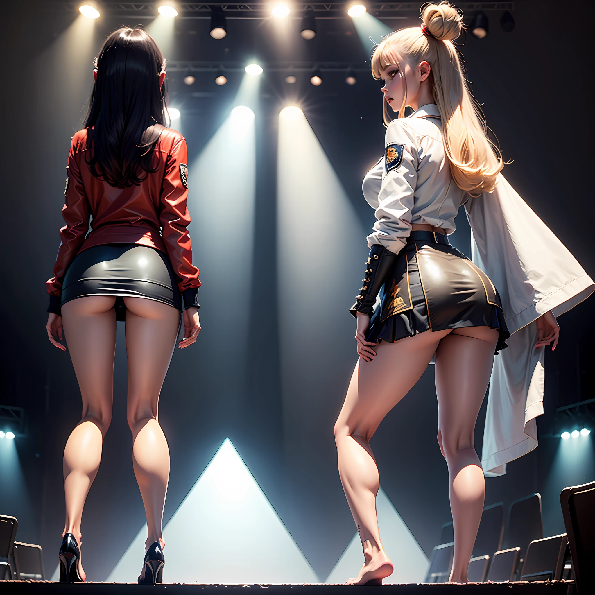 Kizi，whaite hair，Superskirt，Bare legged，Extreme graphics，facing away from the audience，wide open thighs --auto