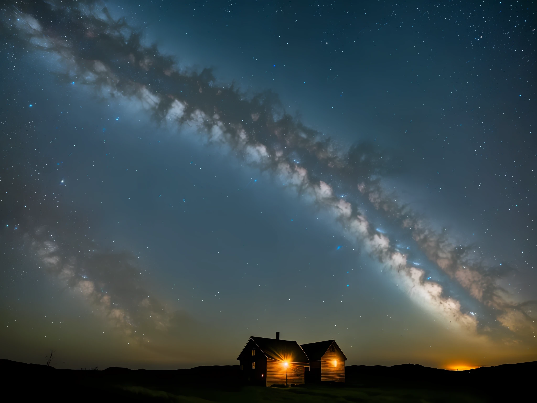 Place with no light at night，A long-exposure starry sky captured with a camera