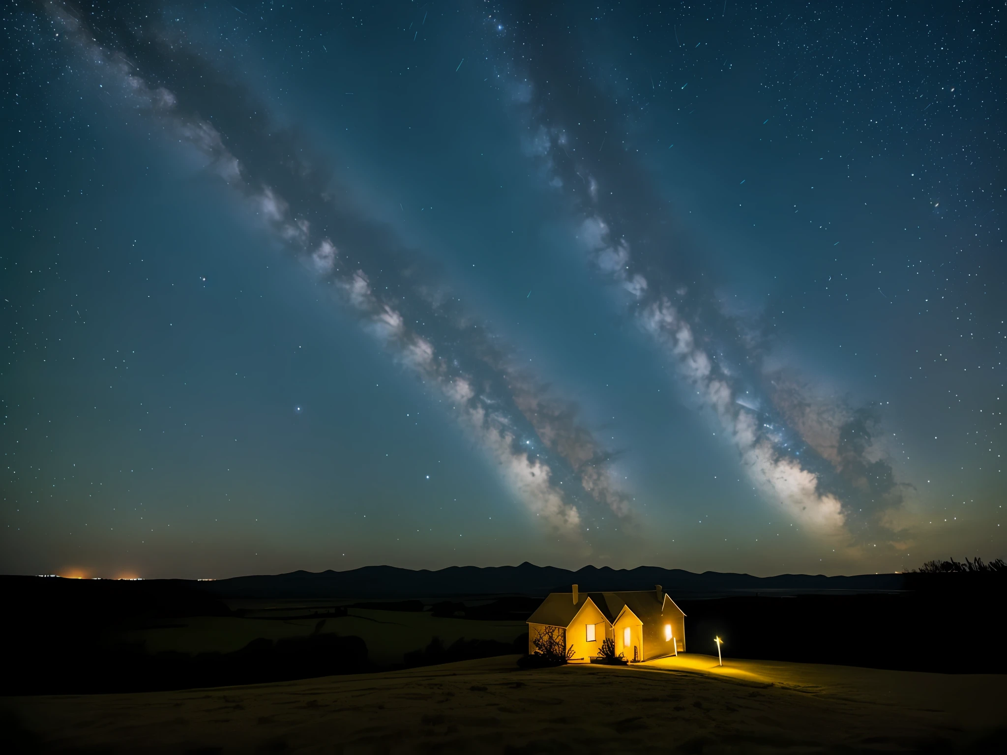 Place with no light at night,A long-exposure starry sky captured with a camera