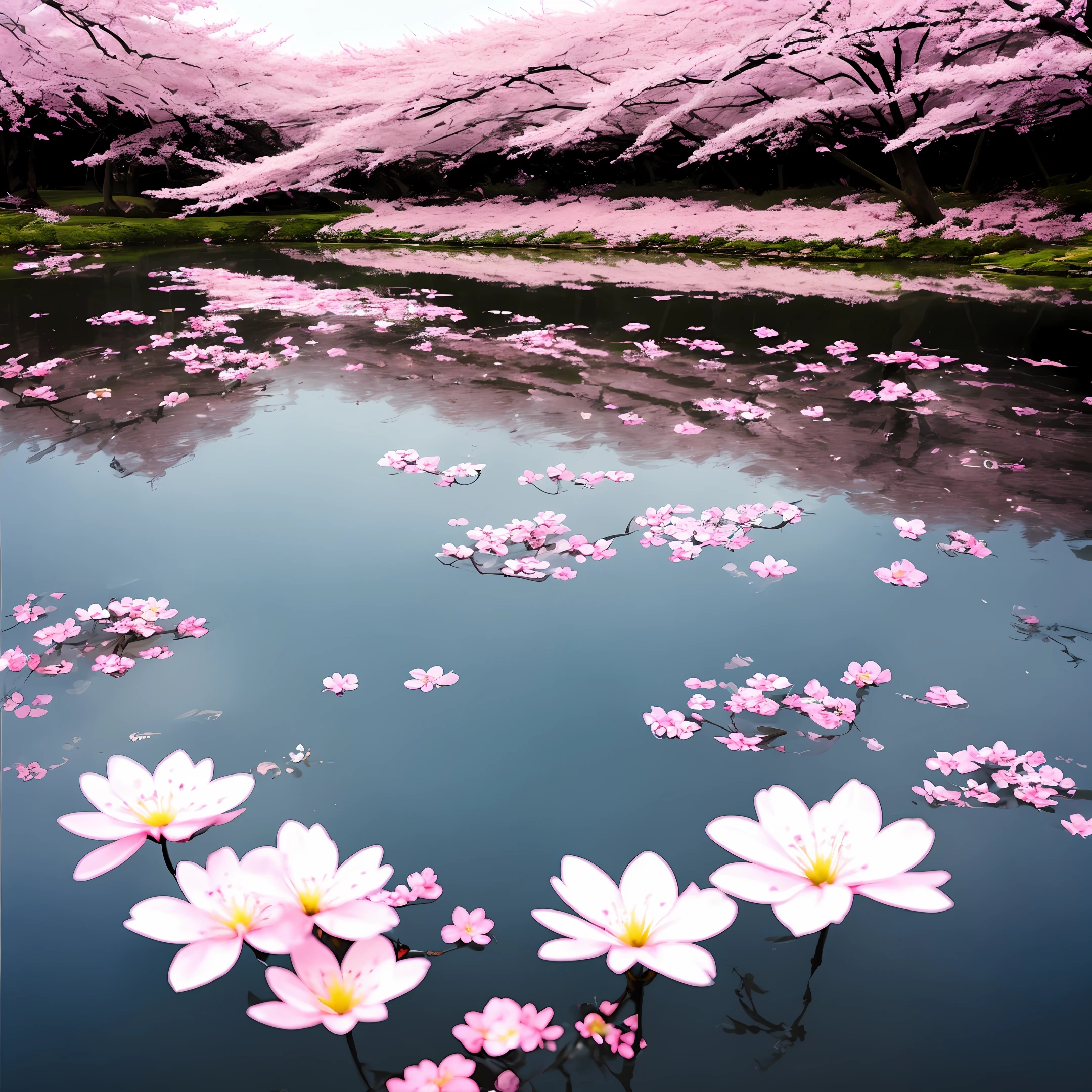Cherry blossoms with water