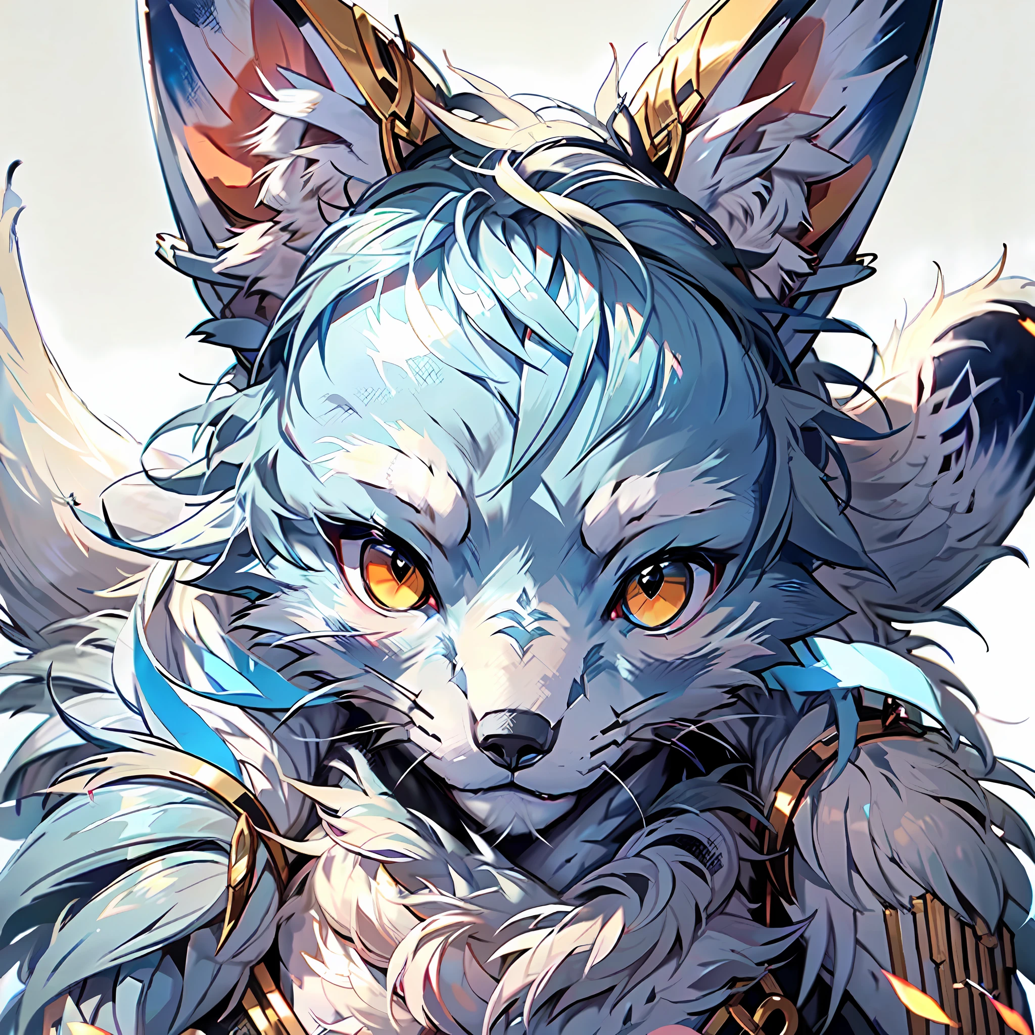 (Best picture quality), ((Sharpen 1.2)),(tmasterpiece), The lines are obvious,(((solo person))),(ultra - detailed),(hairy pubic),(Male arctic fox:1.5), (Light gray skin:1.3), (pale gray fur:1.3),(Golden eyes), ((Canine paws)), ((Gray paws)),(grey ears),Sharp focus,(The furry feeling of animal ears)，((Wear a magician's robe))，((magestic)),Close-up of people，detailedbackground，Petite,adolable