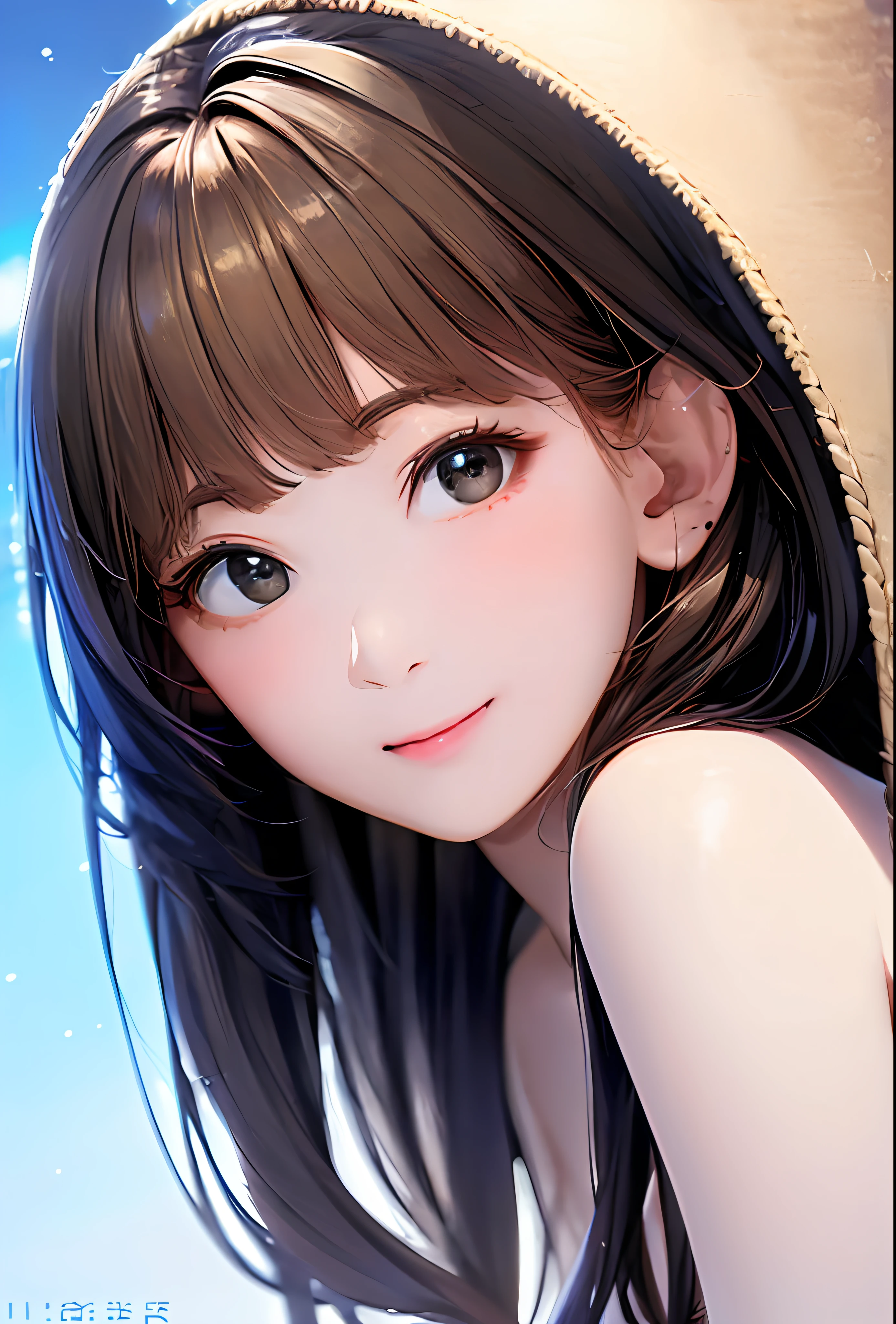 (in 8K、top-quality、masterpiece:1.2)、(realisitic、Photorealsitic:1.37)、高精細CG統合8K壁紙、(HQ Skin:1.8、shiny skins)、8KUHD、Digital SLR、Soft lighting、hightquality、Film grain、FujifilmXT3(Professional Writing:1.6)、ultra-detailliert、女の子 1 人、cute little、独奏、mid night、Beautiful detailed sky、Detailed Cafe、sitting on、date、(Nasal blush)、 (smile1.15)、(Keep your mouth shut)small tits、beautiful tbig eyes、Floating Hair NovaFrogStyle、