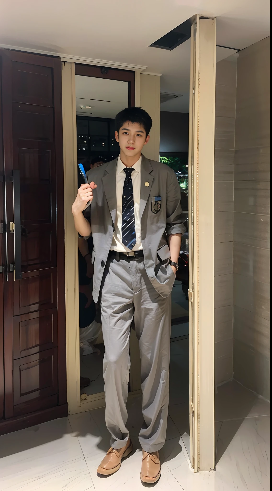 （1 Chinese male handsome：1.5）short detailed hair，Brush cut，flathead，25-year-old boy，Mannequin，Male，Realistic photos，Full body photo，flathead，Business suit，Photo portrait，Handsome，male people，hale and hearty，looking to the camera，frontage