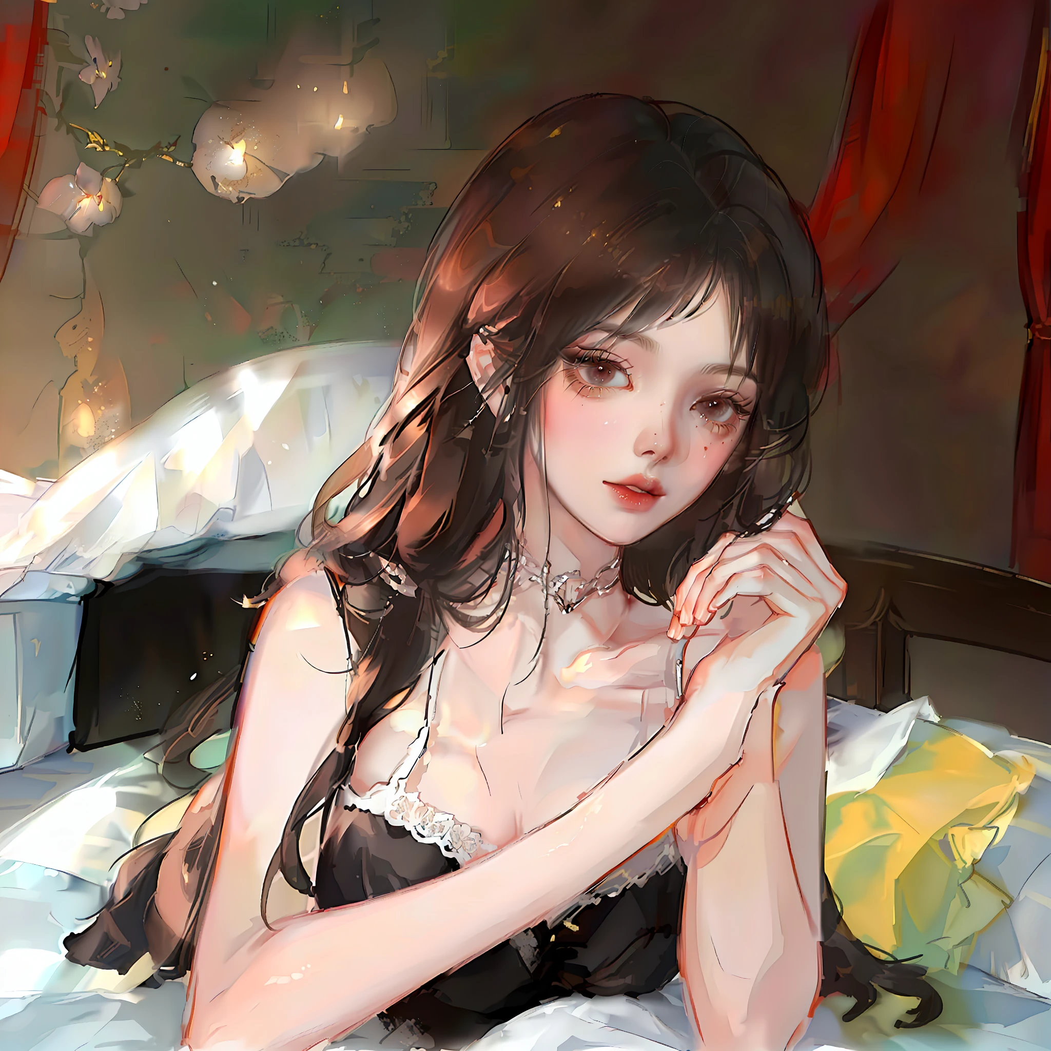 woman，Erotic lingerie，D罩，onbed，12K