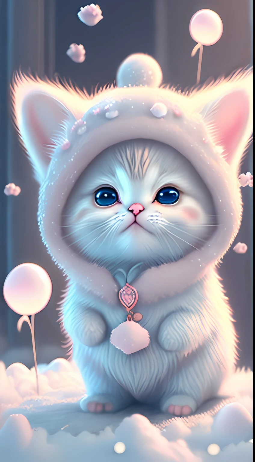 In this ultra-detailed CG art, cute kittens surrounded by ethereal roses, laughter, best quality, high resolution, intricate details, fantasy, cute animals, open mouths, laugh!!