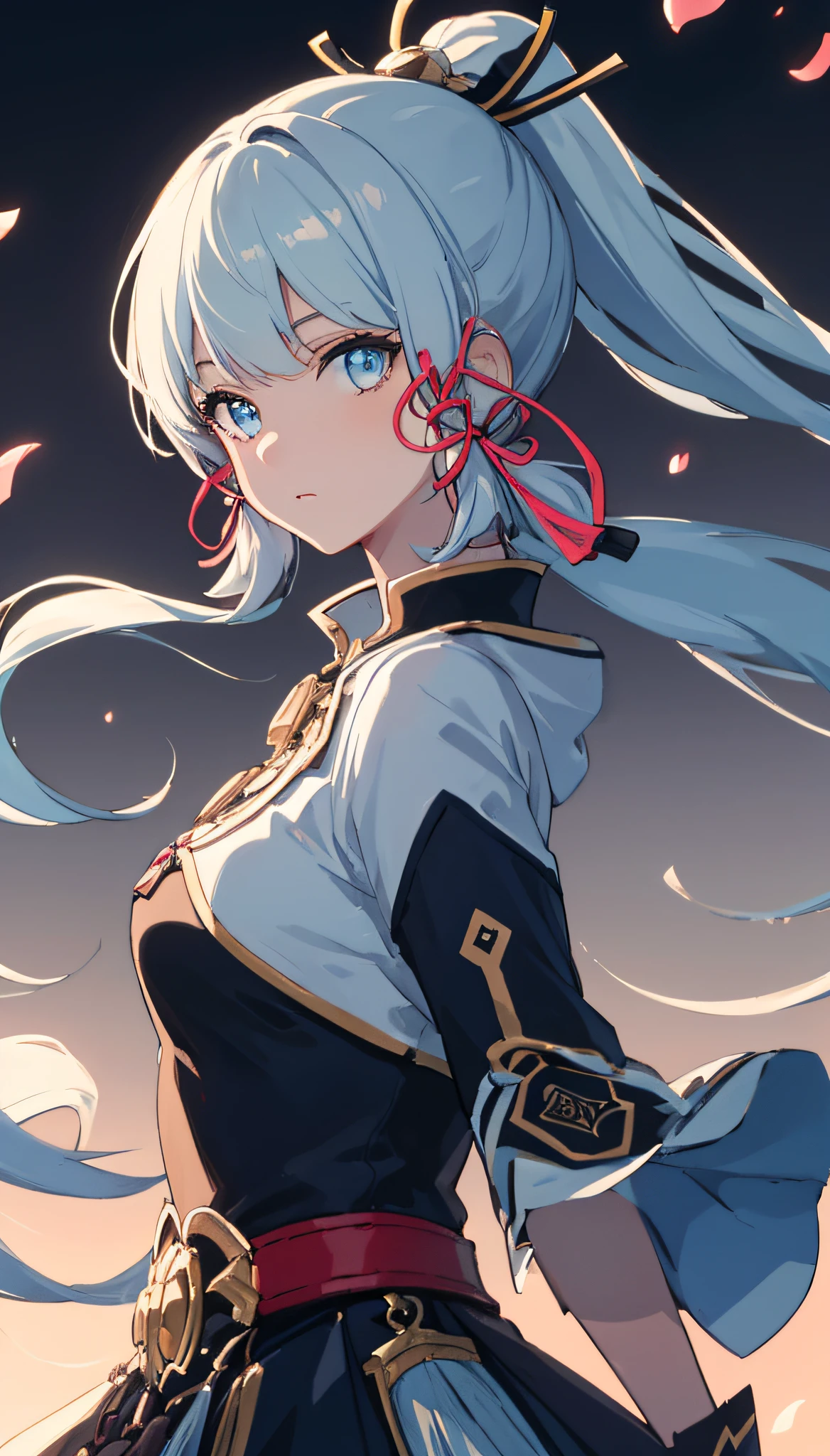 (masterpiece), (best quality), (ultra detailed),(disheveled hair),(illustration), (1girl), (Fashionable clothing), standing, Fashion model, looking at viewer, (interview), (simple background),beautiful detailed eyes, delicate beautiful face, Floating,(high saturation),(colorful splashes),colorful bubble,(shining), focus on face, ponytail, kamisato ayaka, light blue hair, bangs, hair ring, floating flowers, floating hairs, (shining), best lighting, best shadow,
