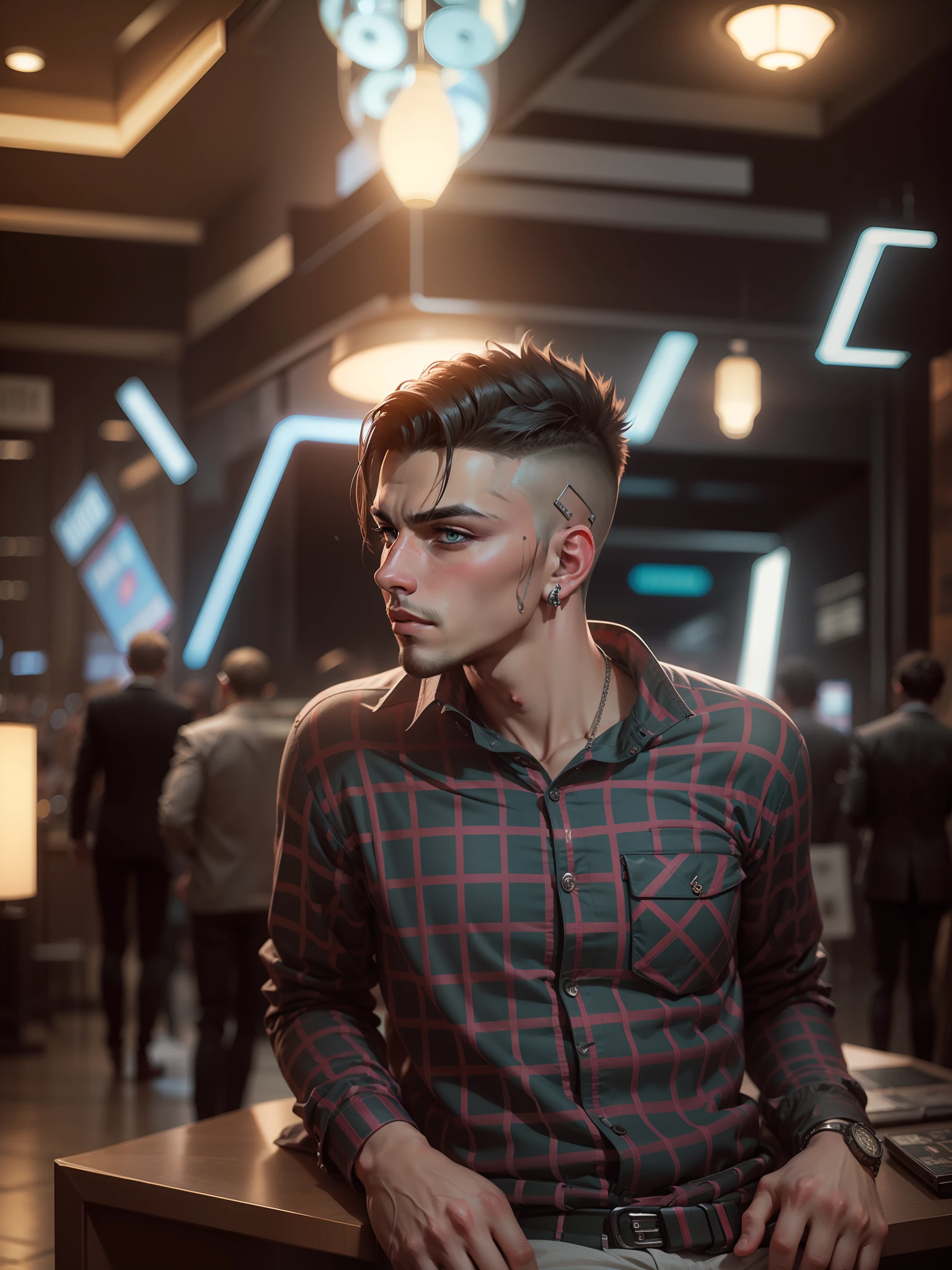 Change background cyberpunk handsome boy, realistic face, 4k, ultra realistic